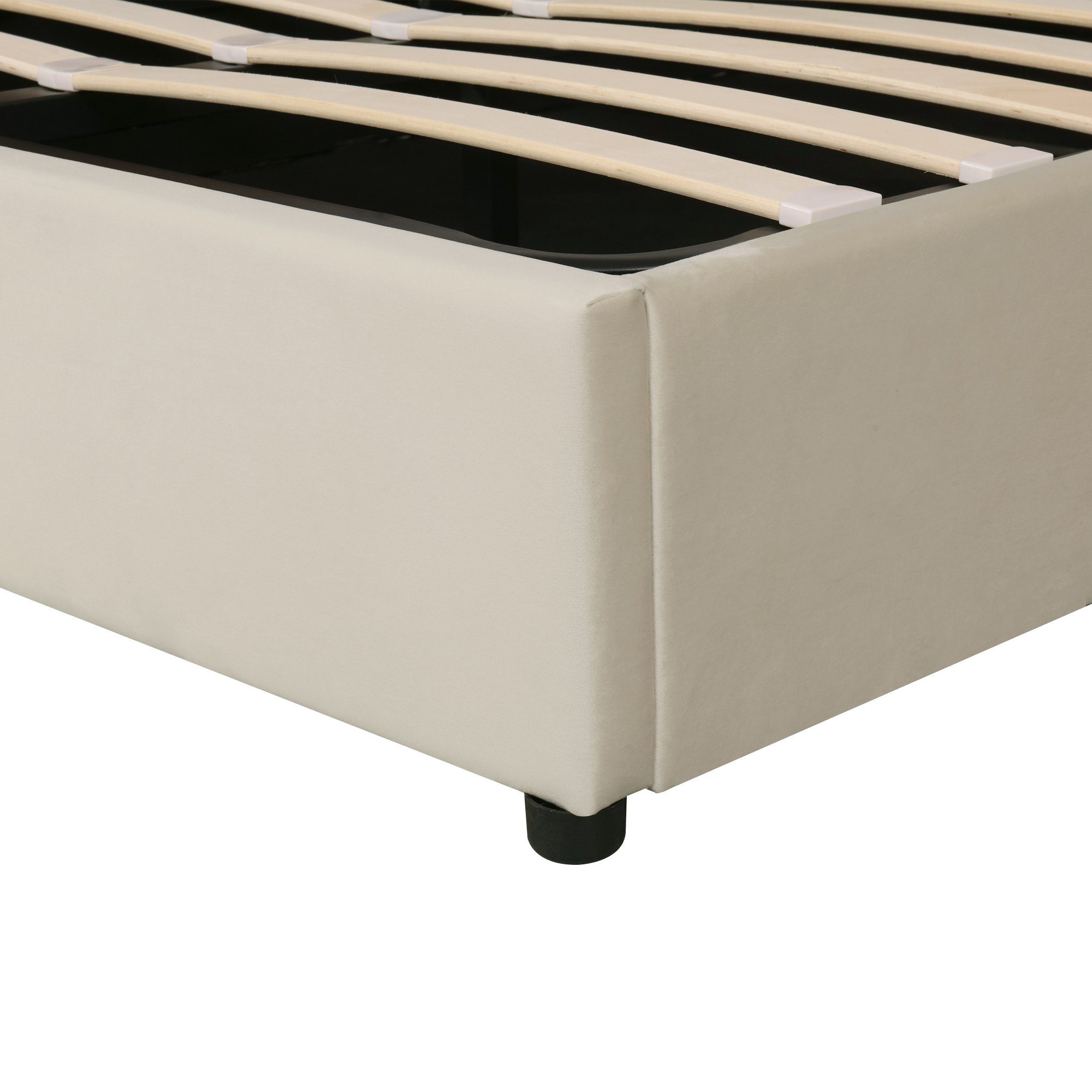 Boxspringbett (Doppelbett Funktionsbett mit Bettkasten und Lattenrost), Polsterbett 180x200 cm Hydraulisches Bett, Samt, Gepolstertes Kopfteil