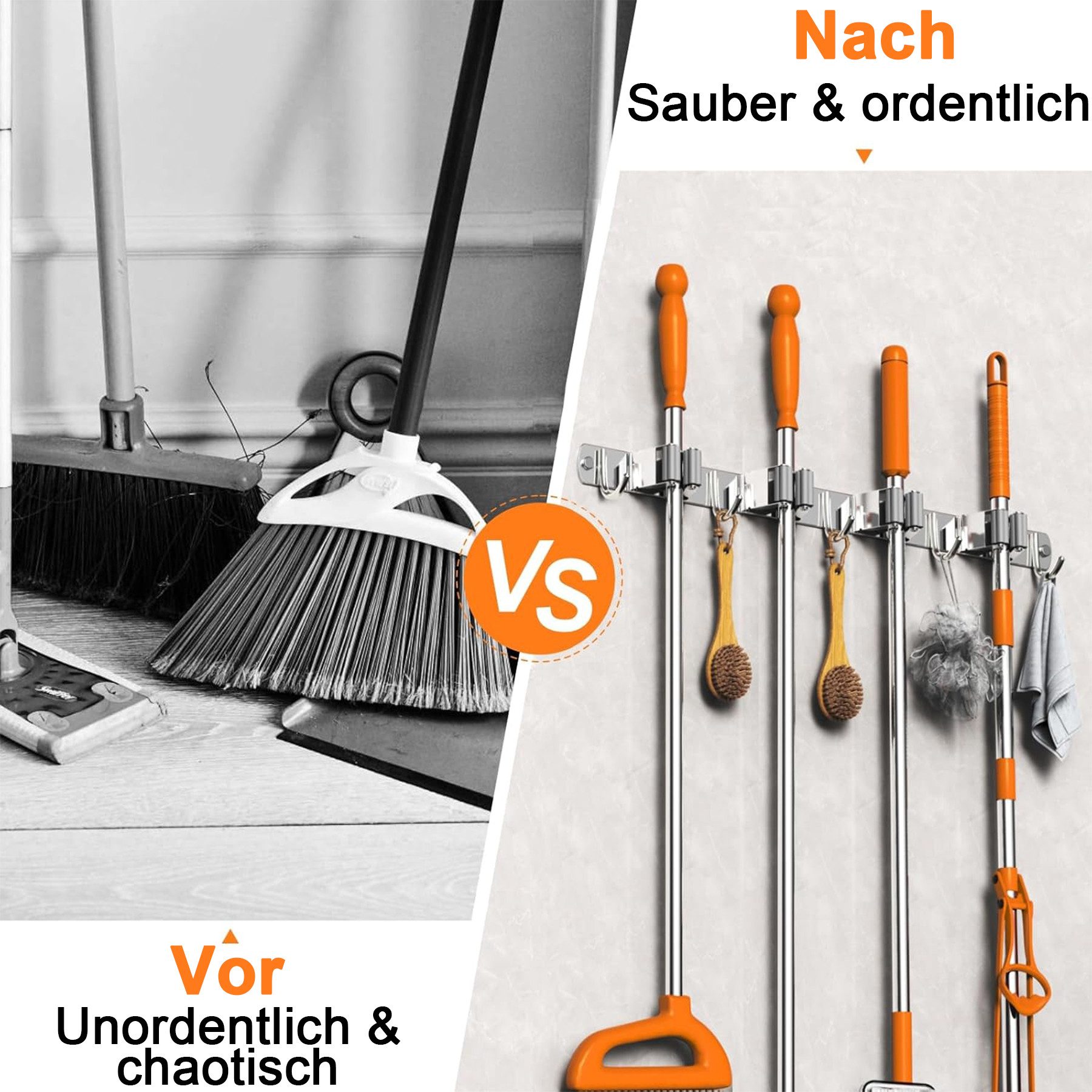 Mutig Wandhaken Besenhalterung Wand, Selbstklebender Besenhalter, Besen Mop günstig online kaufen