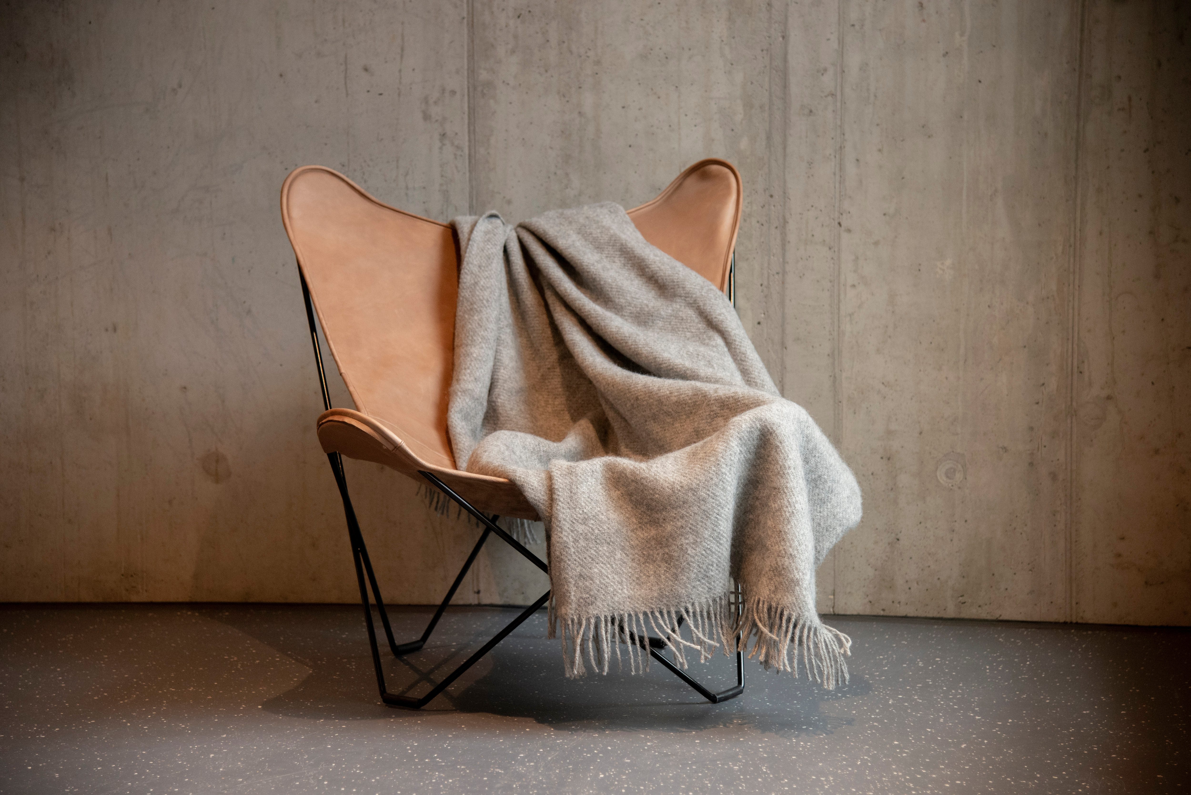 Wolldecke Wool, Heitmann Felle, reine Wolle, 130x200 cm, mit Fransen, kariert oder uni, Wohnzimmer
