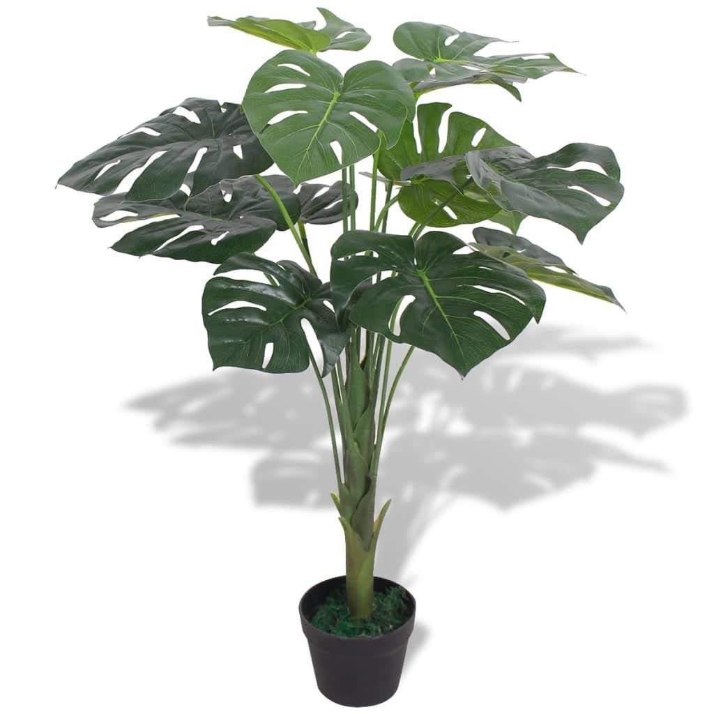 Kunstpflanze Künstliche Monstera Fensterblatt mit Topf 70 cm Grün
