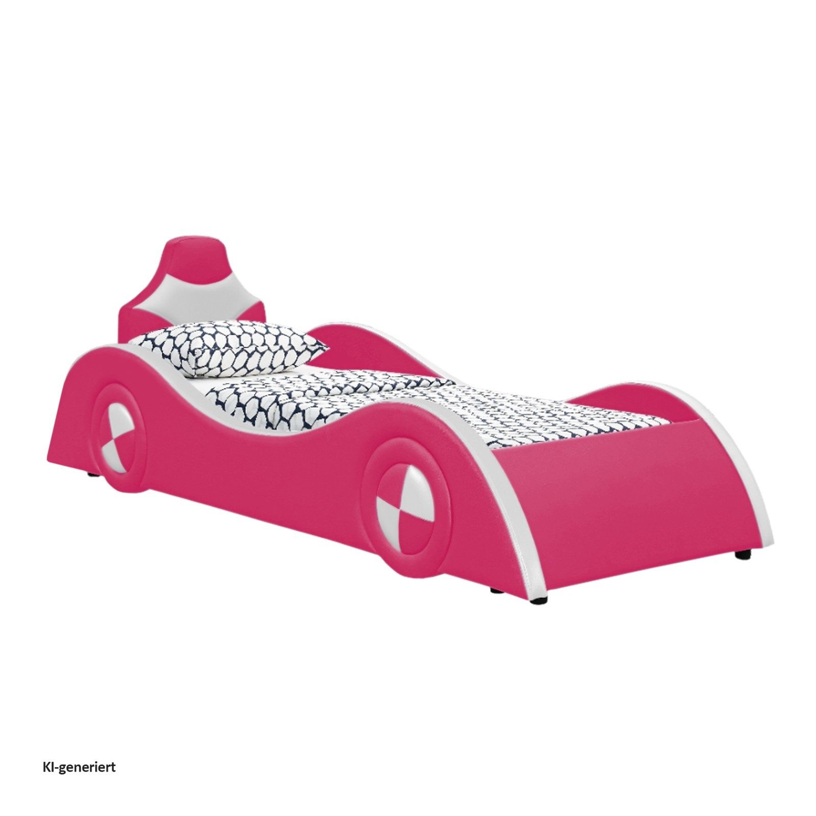 HTI-Living Kinderbett Autobett Pink/Weiß (Stück, 1-tlg., 1x Kinderbett Racing inkl. Lattenrost, ohne Matratze), Rennfahrerbett Kinderbett