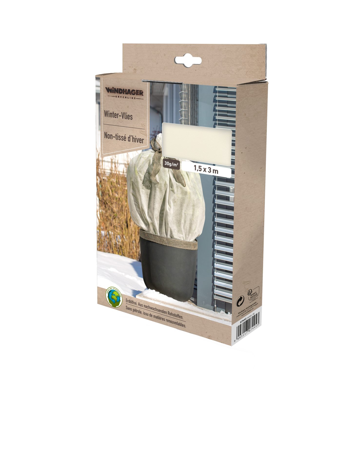 Windhager Winterschutzvlies Jute-Sack, Gartensack aus robustem Vlies, Befestigungsbank inklusive, 70x100 cm, erhältlich in grün oder rot