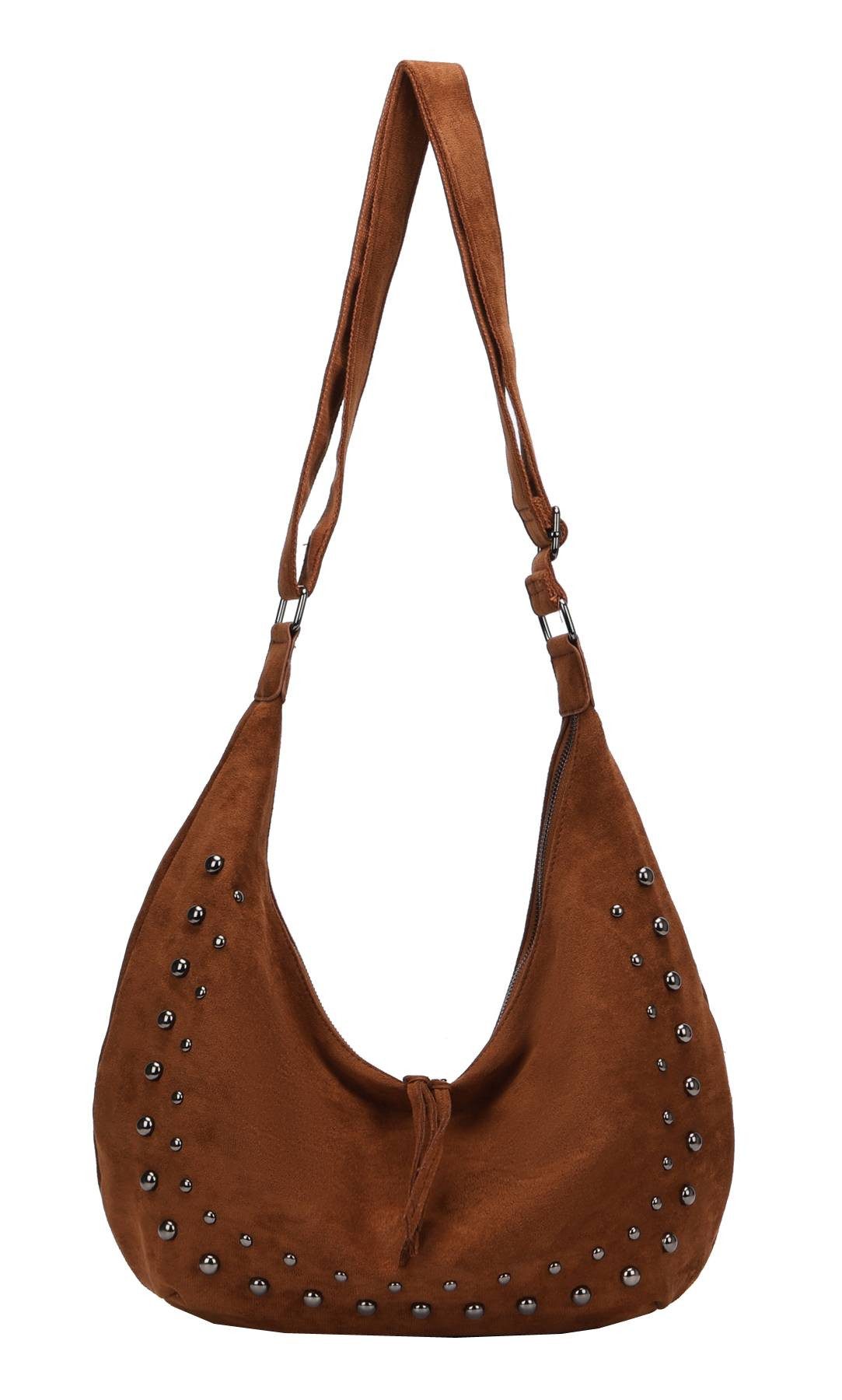 Schultertasche Damen Tasche MOON Halbmond Cross Over Body Bag Umhängetasche Suedette