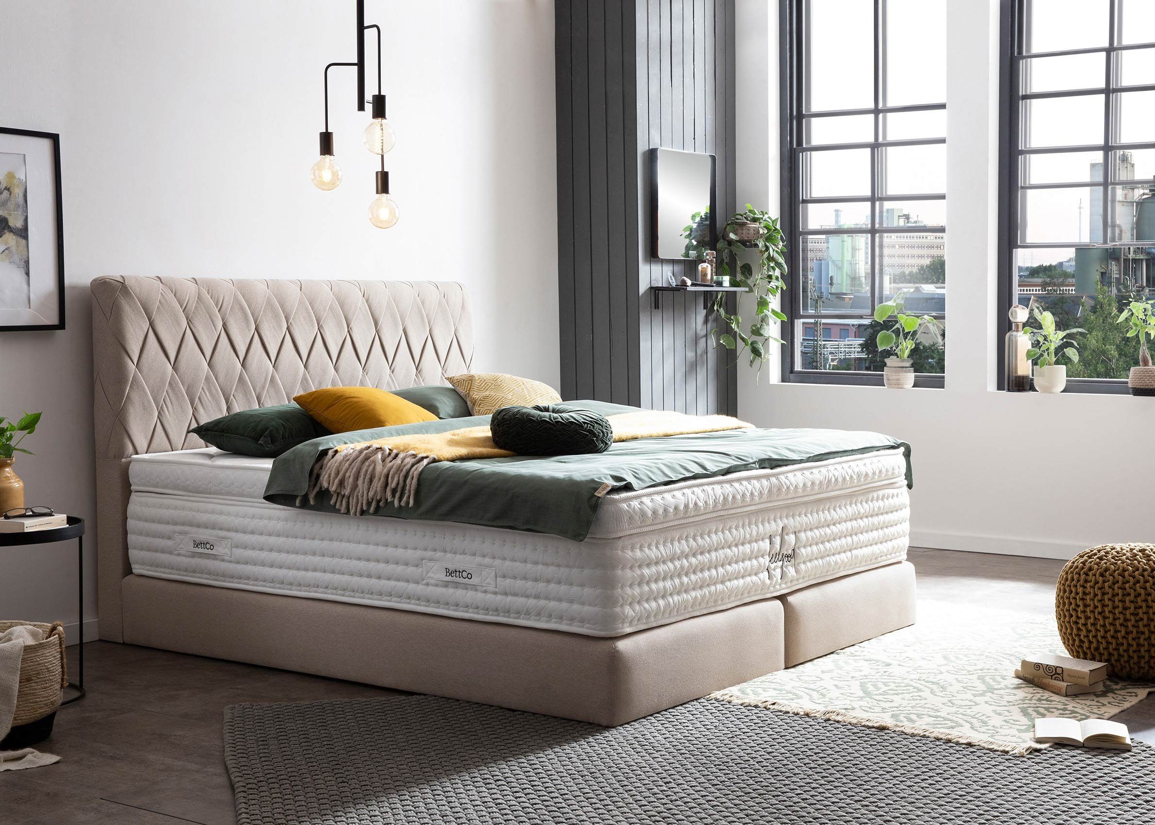 BettCo Boxspringbett Lyon (in Beige Webstoff, günstig online kaufen