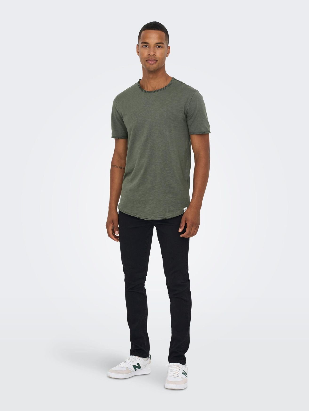 Only & Sons Herren Rundhals T-Shirt ONSBENNE LONGY - Regular Fit günstig online kaufen