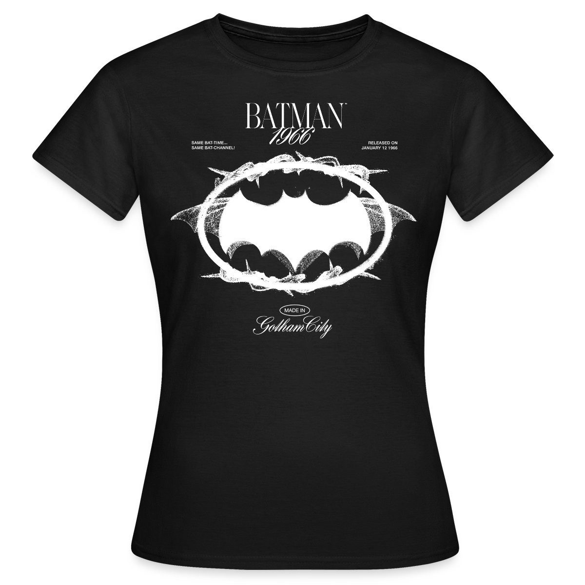 Spreadshirt T-Shirt Batman Logo 1966 Made In Gotham City Frauen T-Shirt (1-tlg)