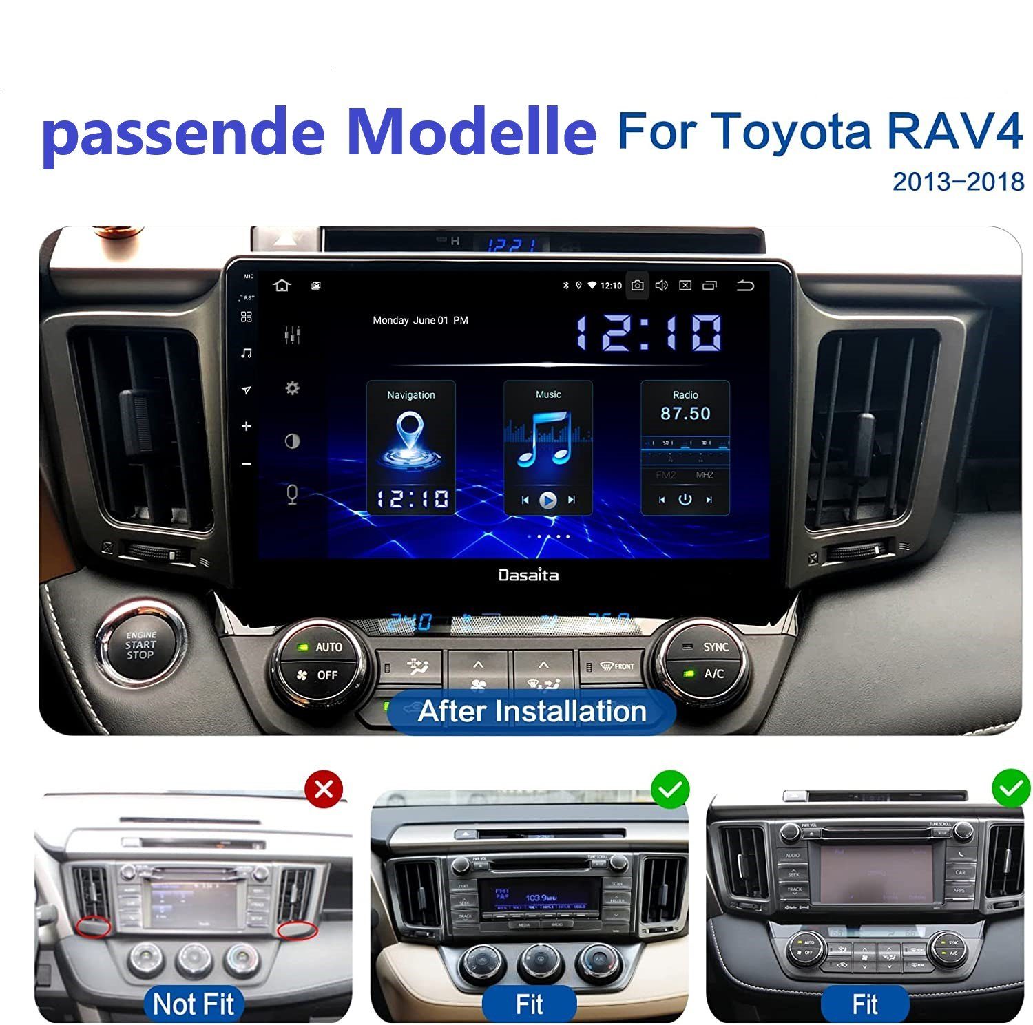 BT RAV4 11 Toyota 10 Zoll DSP Navi GABITECH Carplay Autoradio RDS Autoradio GPS Android