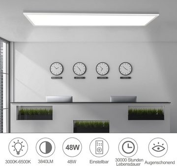 Nettlife LED Panel Deckenleuchte Dimmbar mit Fernbedienung 42W/48W 120x15 cm, LED fest integriert, Warmweiß, Neutralweiß, Kaltweiß, für Wohnzimmer Schlafzimmer Küche Büro flur