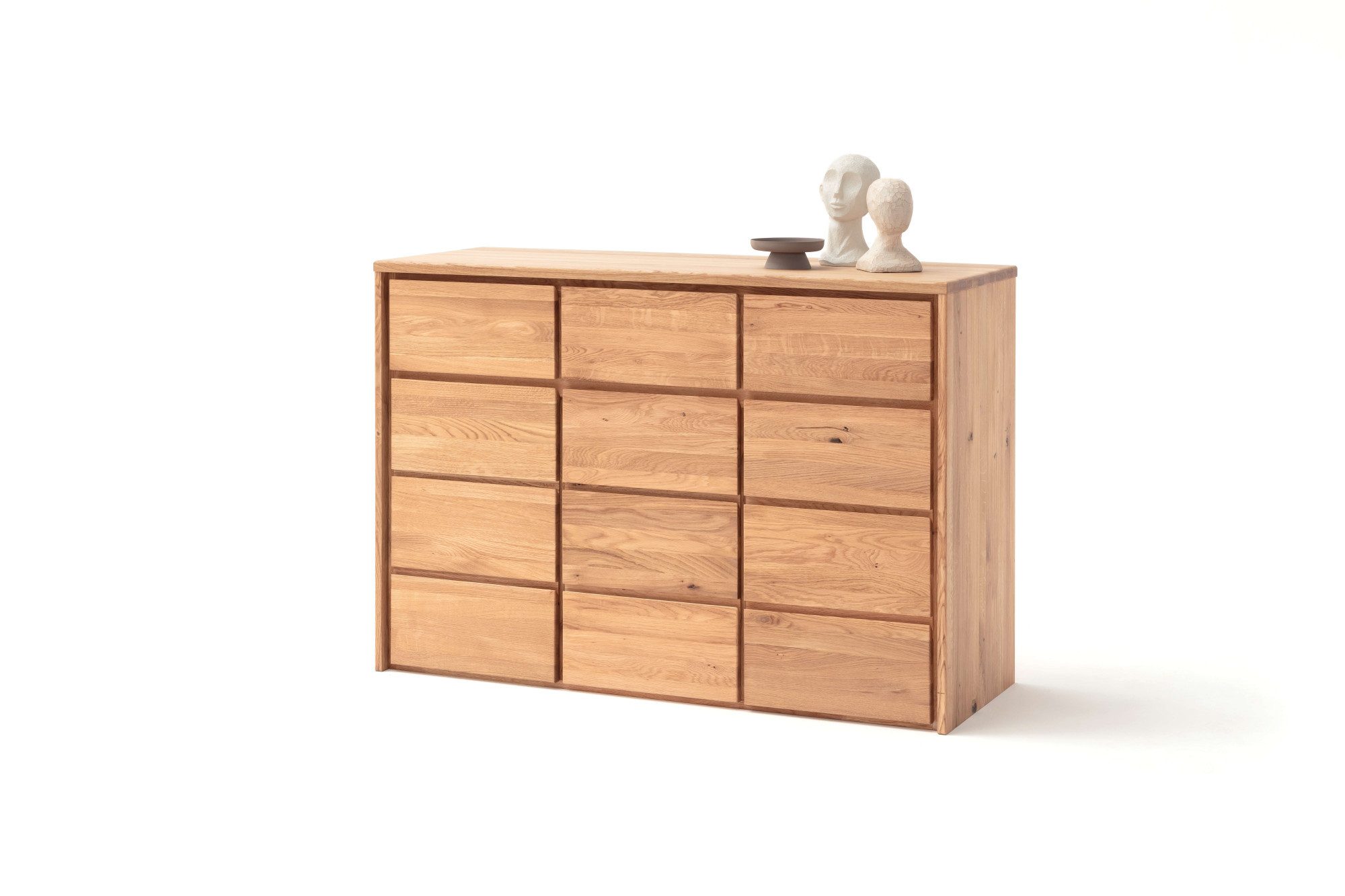 Home affaire Schubkastenkommode Zetra Schubladenschrank, 3x Schublade/3x Tür mit Soft-Close-Function, Fertig montiert, Eiche Massivholz, Breite 130 cm