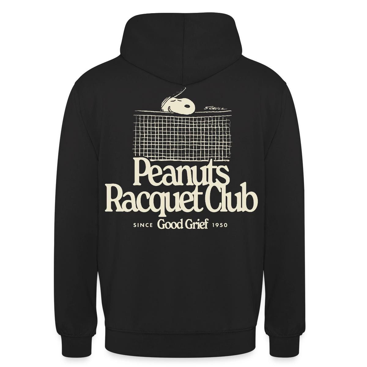 Spreadshirt Hoodie Peanuts Racquet Club Mit Snoopy Hell Unisex Hoodie (1-tlg) Unisex-Schnitt: Sitzt bei Männern körpernah, bei Frauen weit