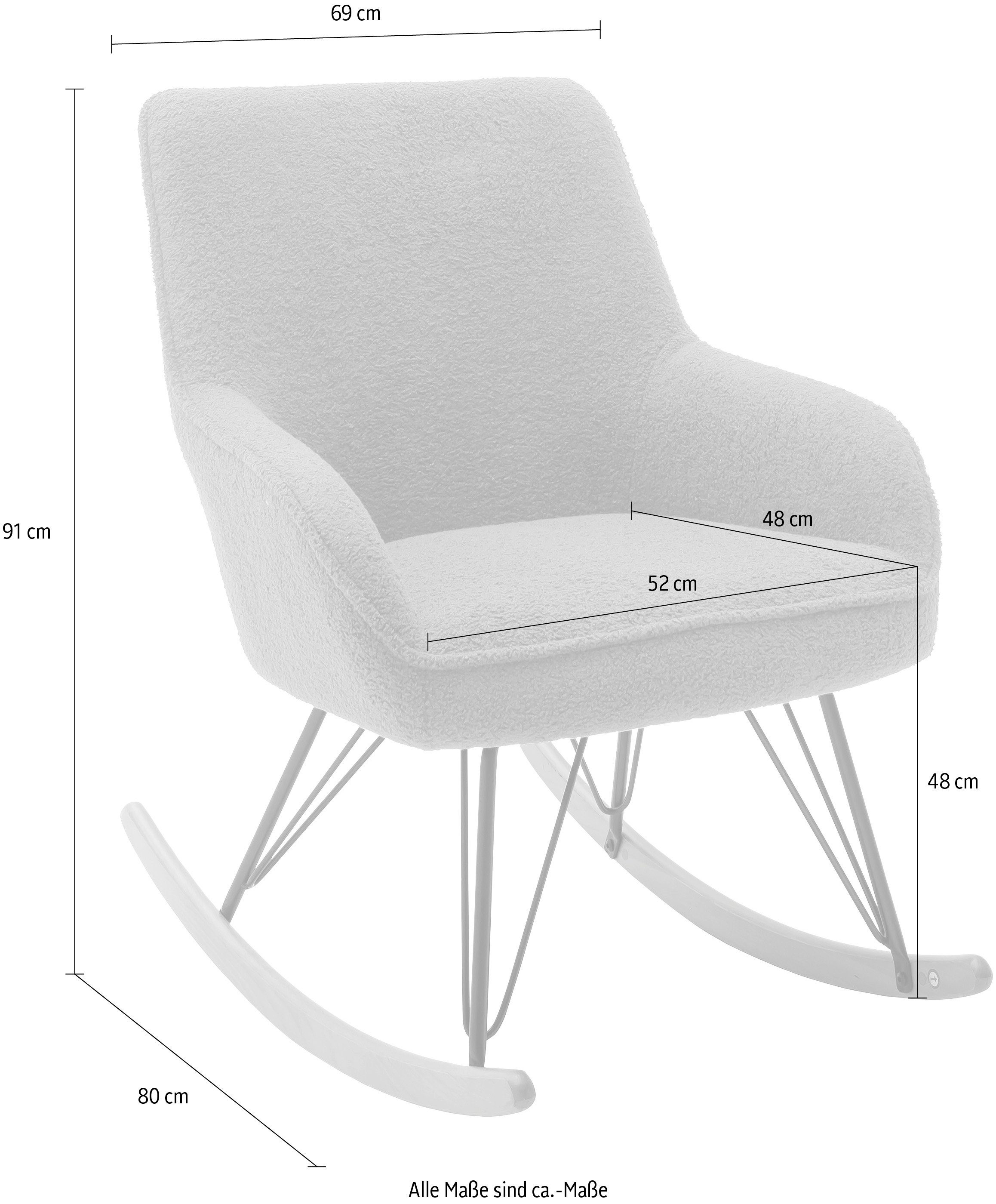 MCA furniture Armlehne, Kufenstuhl belastbar, kg cm | Oran, 49 mit Weiß bis 120 Komfortsitzhöhe Weiß Schaukelstuhl