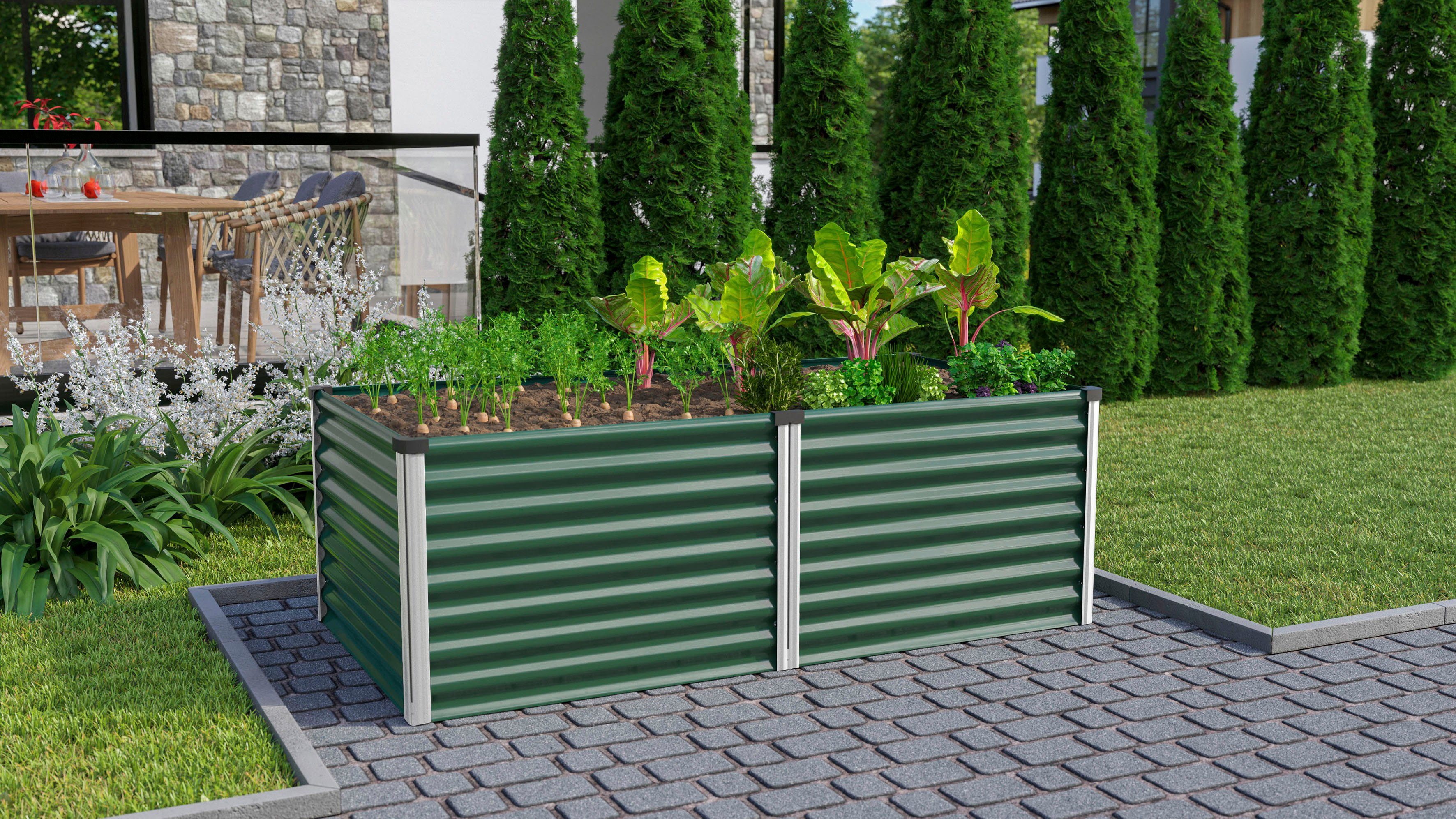 Vitavia Hochbeet Meta 630, BxTxH: 96x188x63 cm, seegras/alu