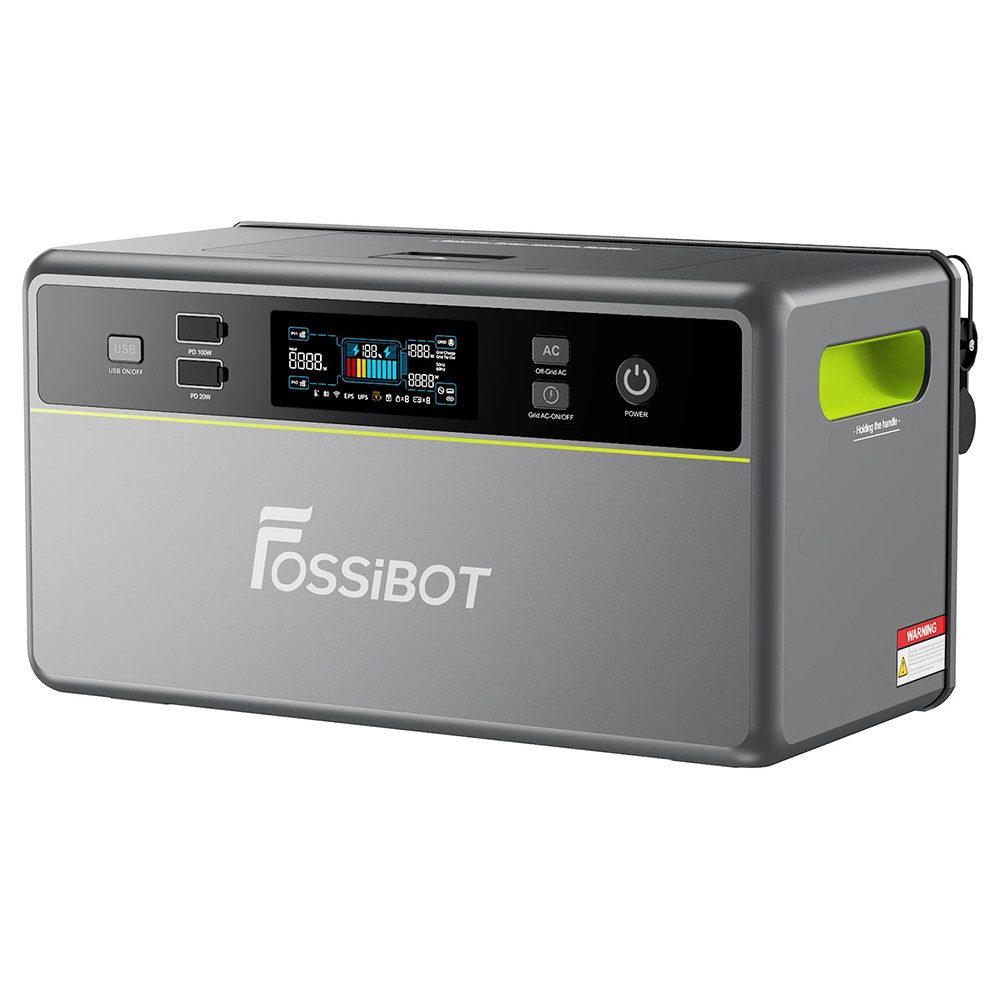 Fossibot Stromerzeuger FBP1200, 1958 Wh LiFePO4 (erweiterbar auf 9790 Wh), 1200 W Ausgangsleistung, geräuschlose, lüfterlose Kühlung, IP65