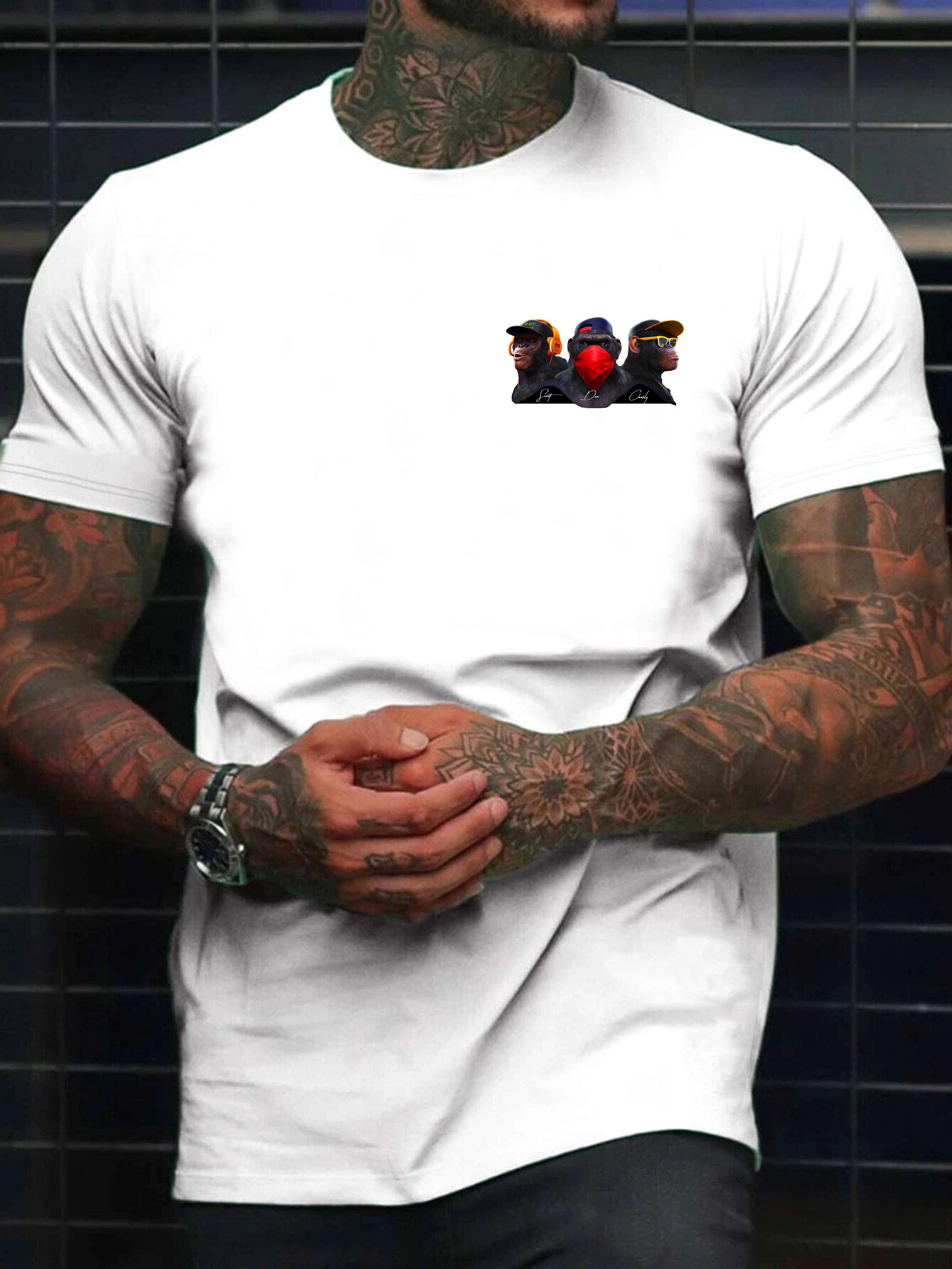 RMK T-Shirt T-Shirt Herren Print Shirt Rundhals kurzarm Affe Monkey günstig online kaufen