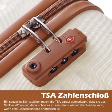 Coolife Kofferset Reisekoffer von ABS Hartschalen Trolley 4 Rollen TSA-Schloss, 4 Rollen, Der Koffer Enthält 1 Reiserucksack &1 Kulturbeutel Handgepäck-Set 3tlg