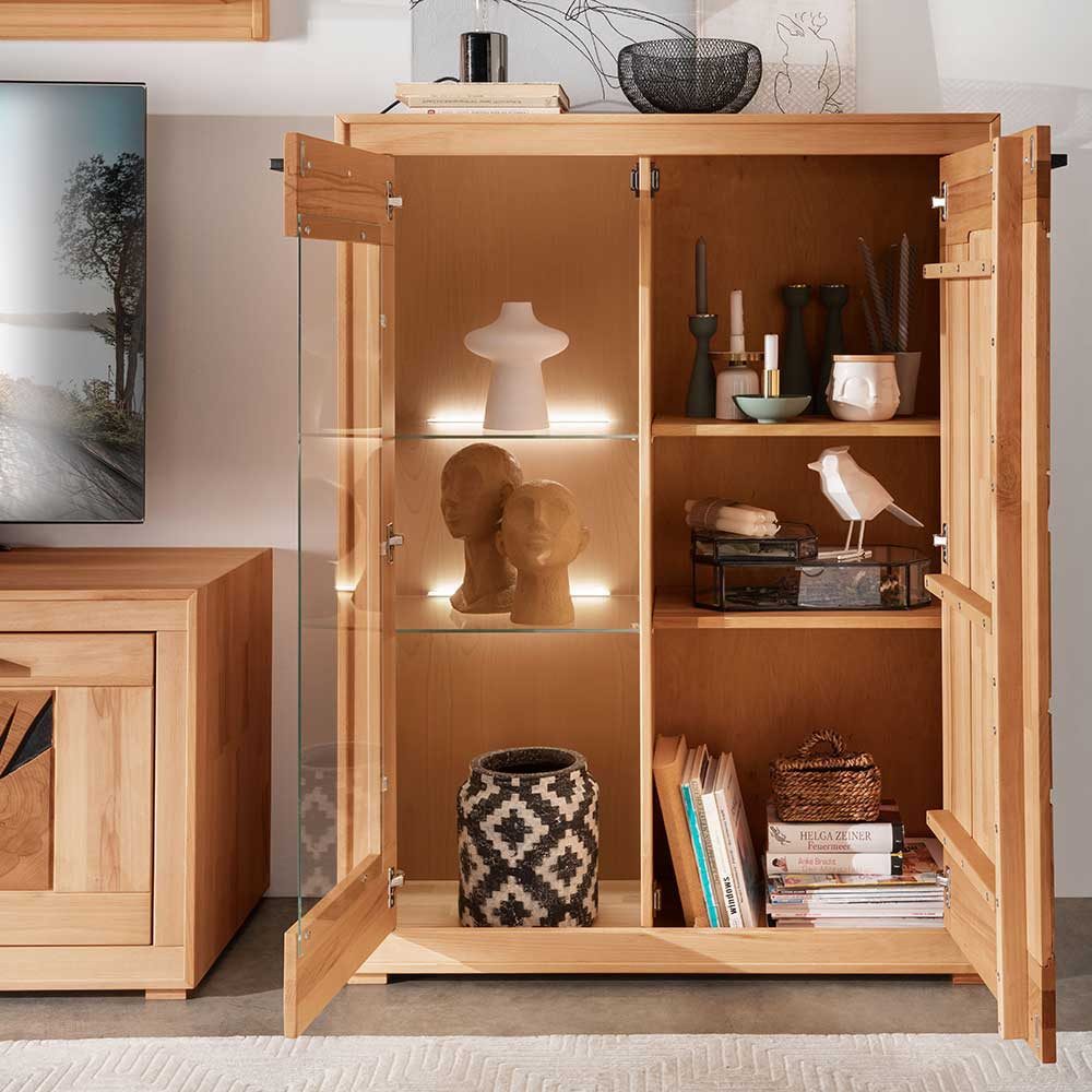 Pharao24 Vitrine Comoto aus Massivholz