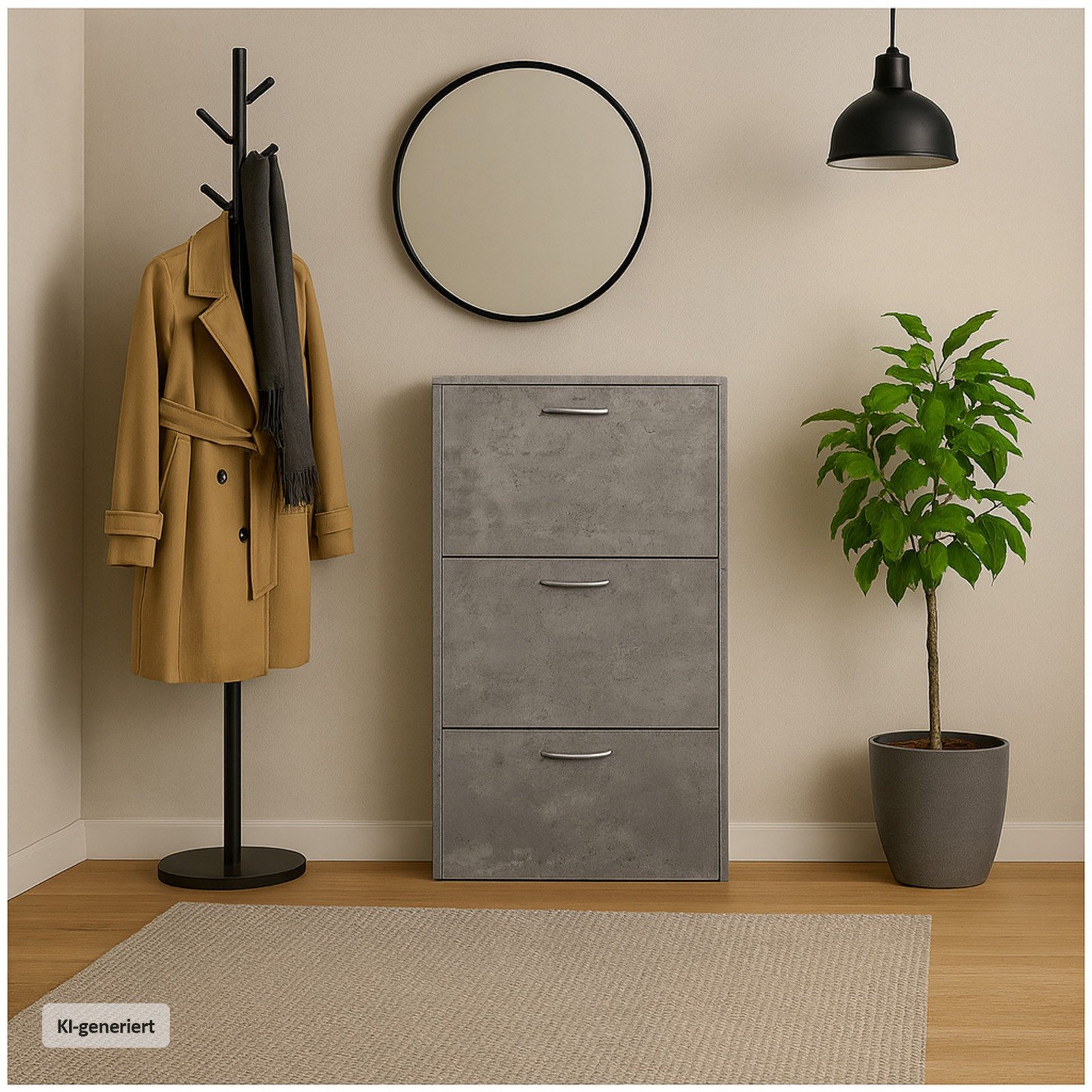 HTI-Living Schuhkipper Schuhschrank Thekla Beton (Stück, 1 St., 1 Schuhschrank), Schuhkipper mit 3 Fächern