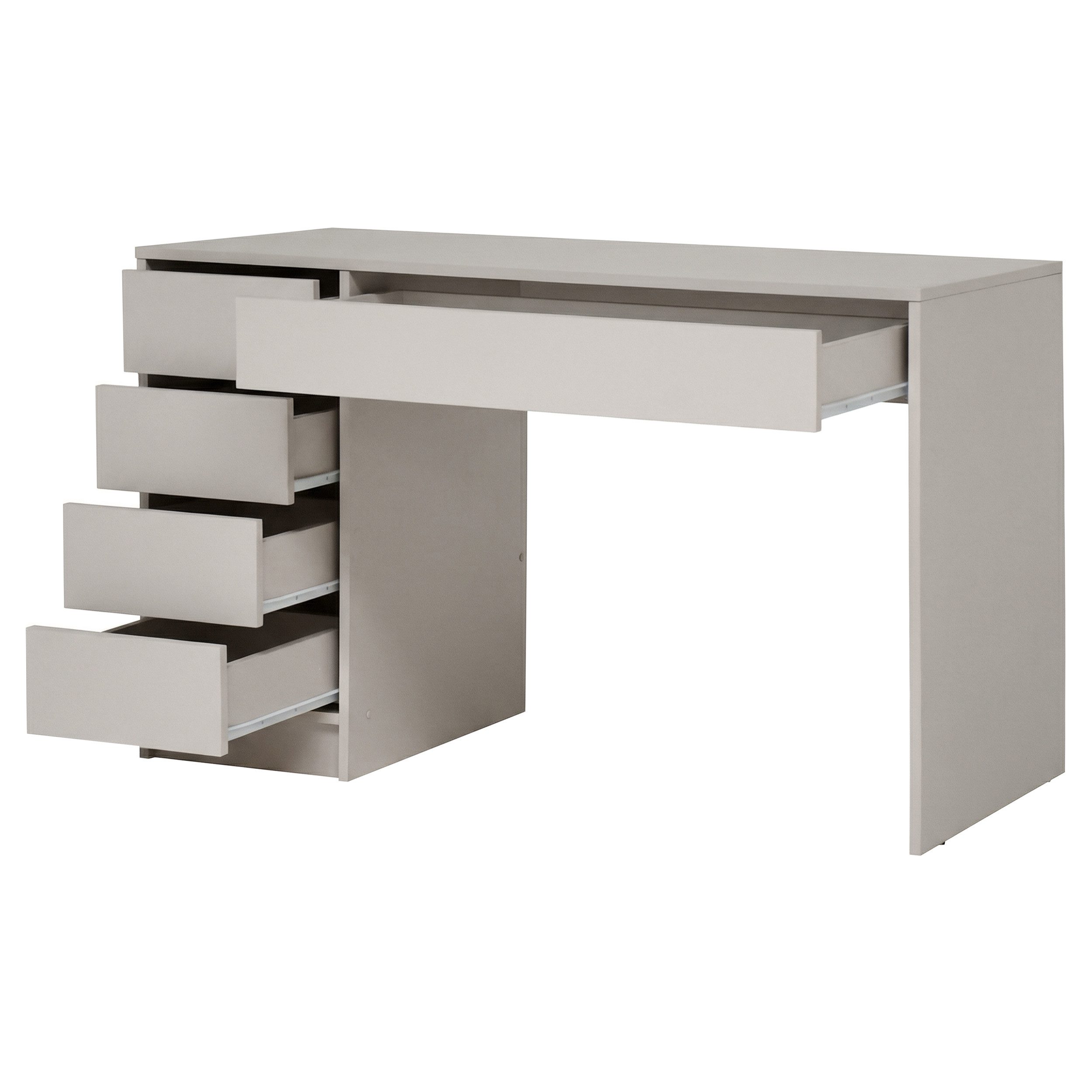Beautysofa Schreibtisch Malta 120 cm mit Schubladen (Funktionales Design für Home Office - rechts/Links montierbar, Weiß oder Kaschmir), Wahlweise mit oder ohne Griffe