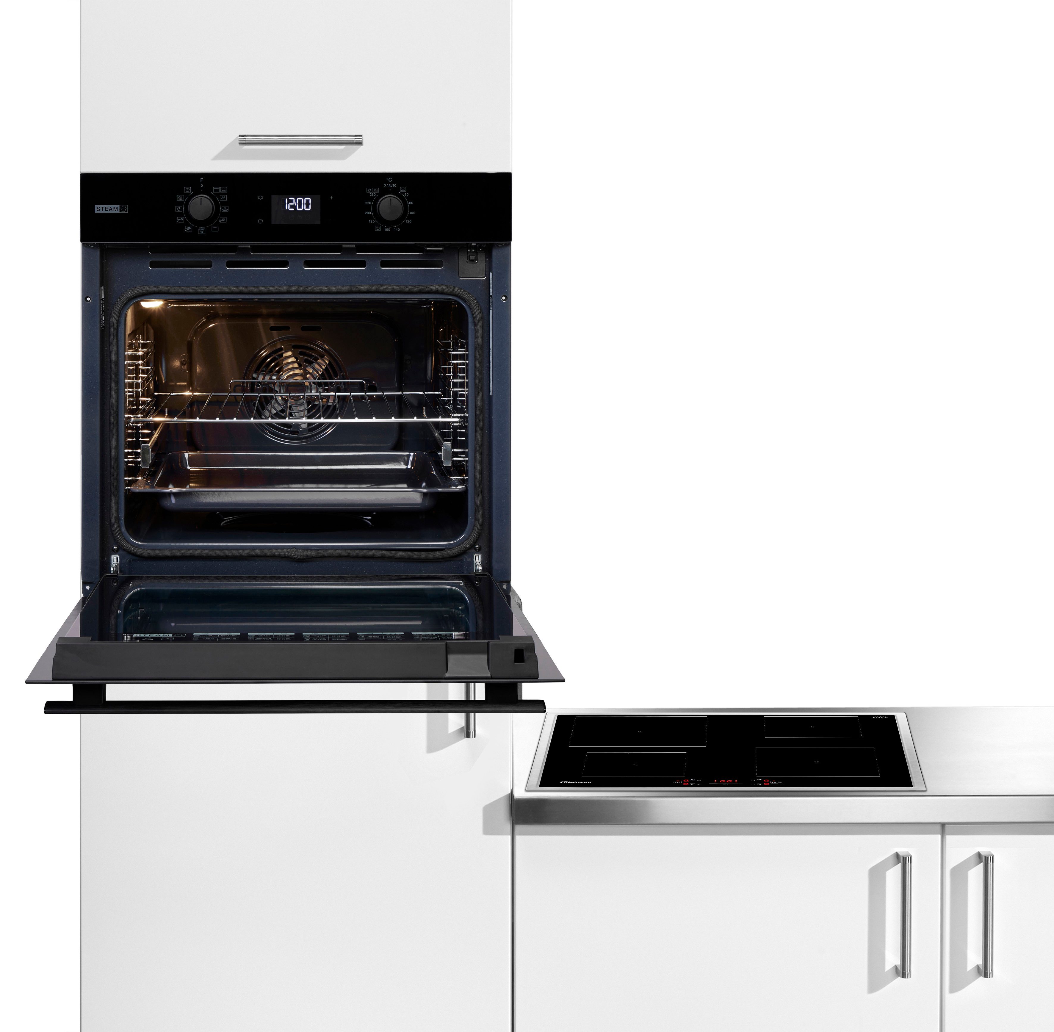 BAUKNECHT Backofen-Set BAKO 800 Pyro Steam, mit 1-fach-Teleskopauszug, FlexiClean - zwei mühelose Reinigungsfunktionen (Pyrolyse & Hydrolyse) je nach Bedarf, GentleSteam – für ein saftiges Inneres und ein knuspriges Äußeres