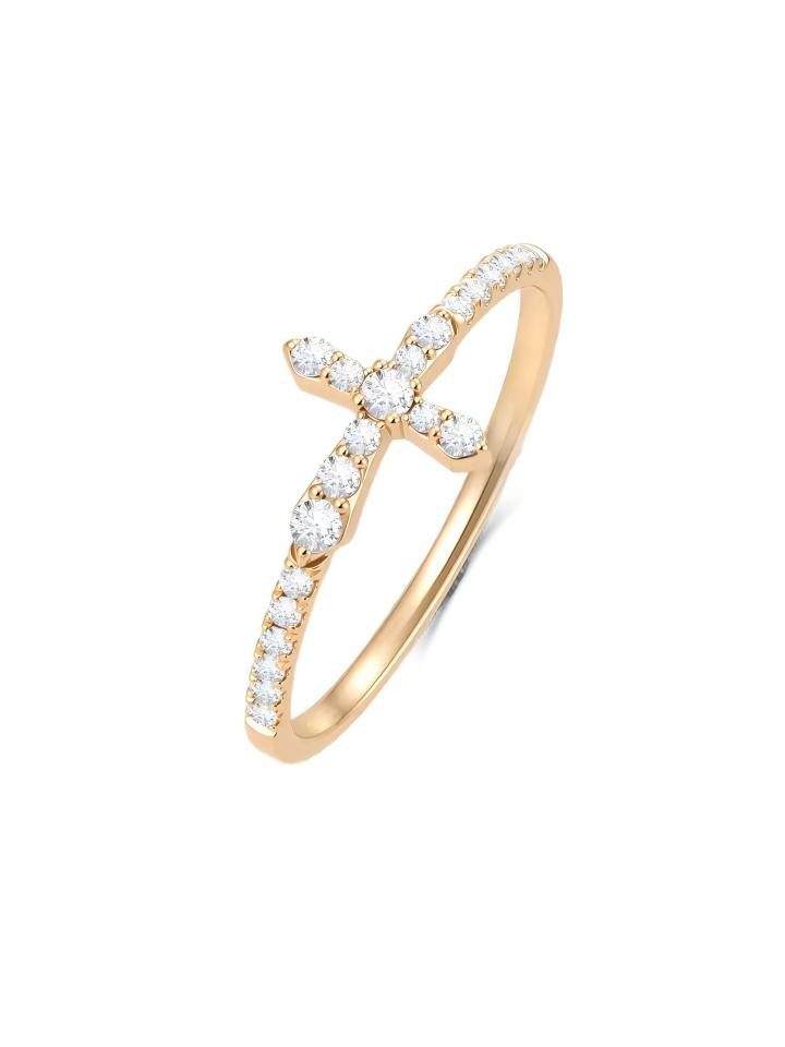 Jumpeak Verlobungsring Kreuz Ring Diamant,Krappenfassung,Gelbgold,Diamantring Damen,VVS/VS, 14K Gold Ring,Lab Diamant Kreuz,Schmuck Geschenk,Fashion Ring,D/E