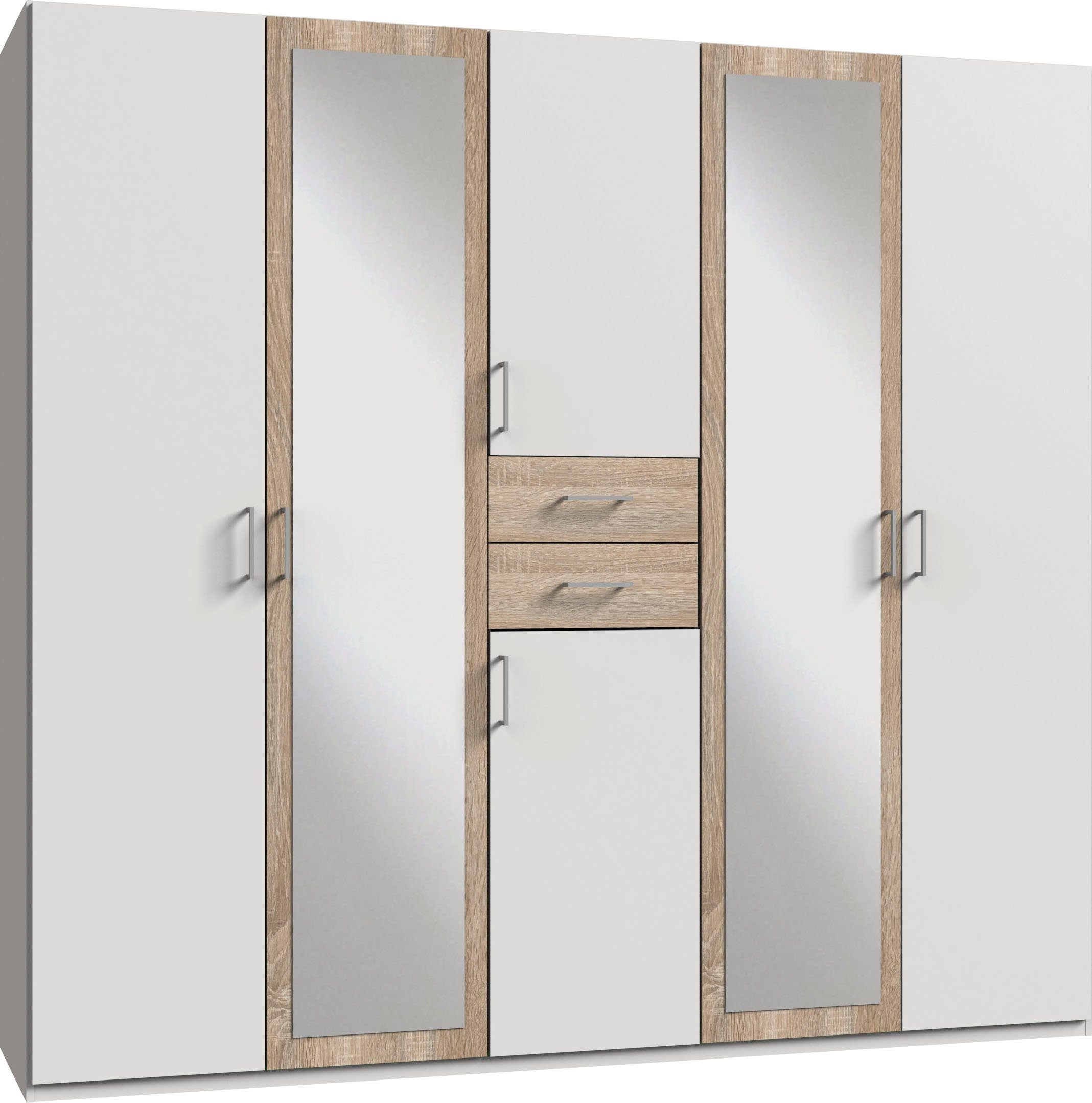 Wimex Kleiderschrank Diver Drehtürenschrank mit Spiegel und Schubladen Garderobe Bestseller Schrank Schlafzimmerschrank in Breite 225cm und 270cm