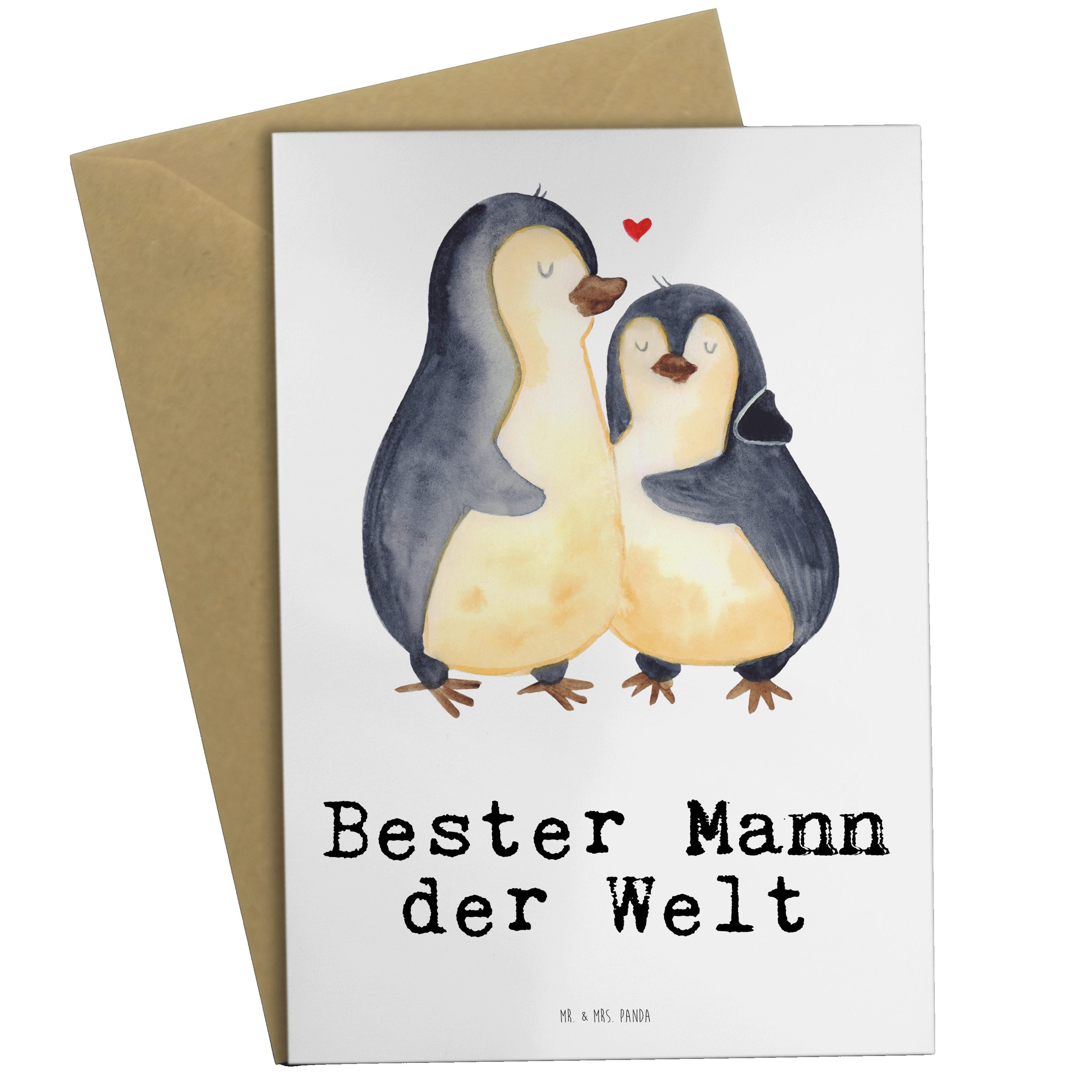 Mr. & Mrs. Panda Grußkarte Pinguin Bester Mann der Welt - Weiß - Geschenk, Glückwunschkarte, Gat