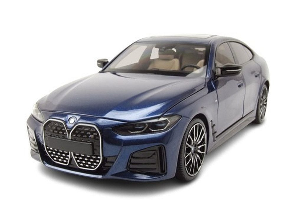 Minichamps Modellauto BMW i4 M50 2022 blau metallic, Maßstab 1:18