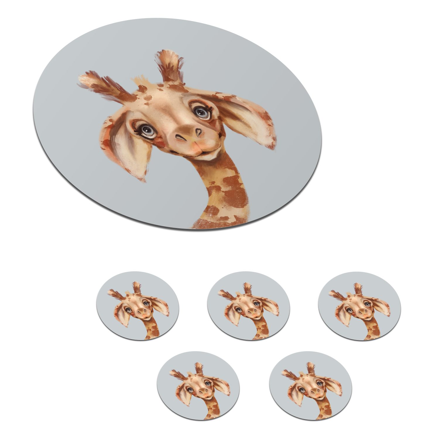 MuchoWow Glasuntersetzer Giraffe - Dschungel - Tier, Zubehör für Gläser, 6-tlg., Getränkeuntersetzer, Tassenuntersetzer, Korkuntersetzer, Tasse, Becher