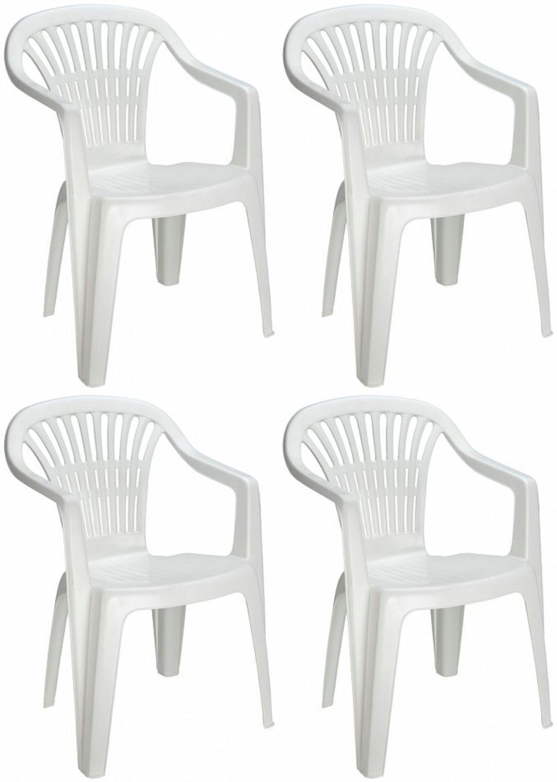 Progarden Gartenstuhl Kunststoff Bistrostuhl Weiß 4 er Set (4 St), UV-Beständig, Robust, Wetterfest, Made in Italy, Hochwertig
