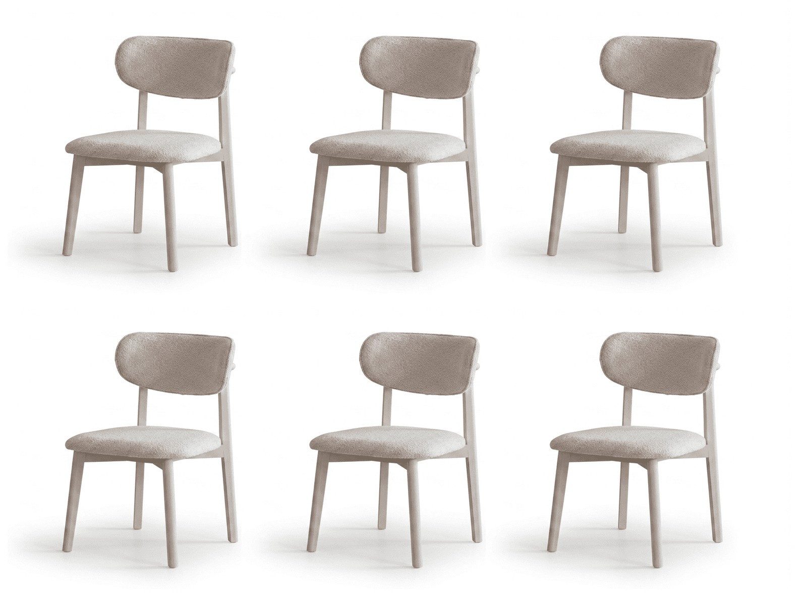 Xlmoebel Sitzgruppe Stuhl Set Skandi Polsterstuhl Beige Bouclé Modern Esszimmerstuhl, (6-tlg., 6-tlg)