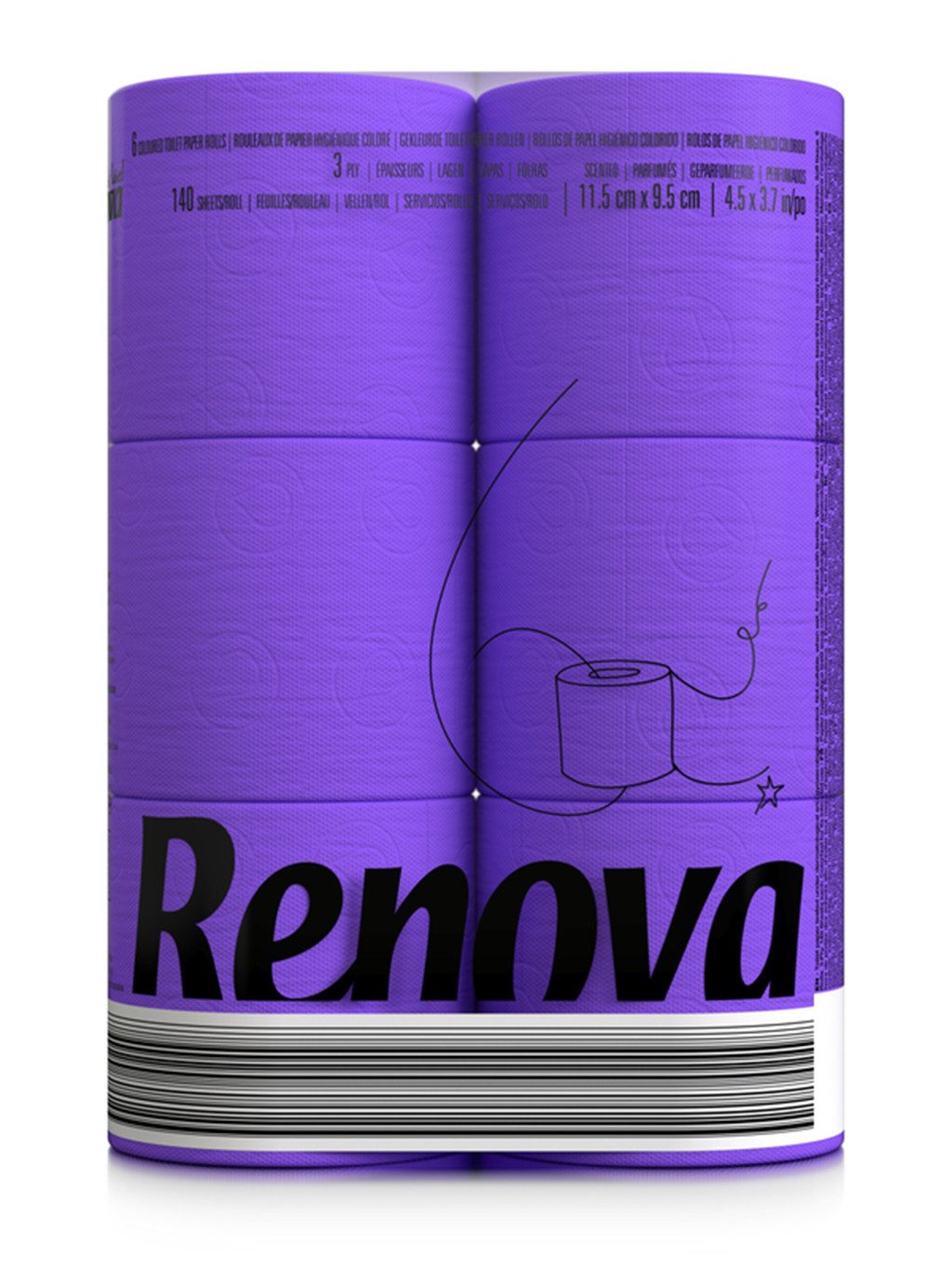 Renova Toilettenpapier Black Label (Packung 6-St), 3-lagig, parfümiert