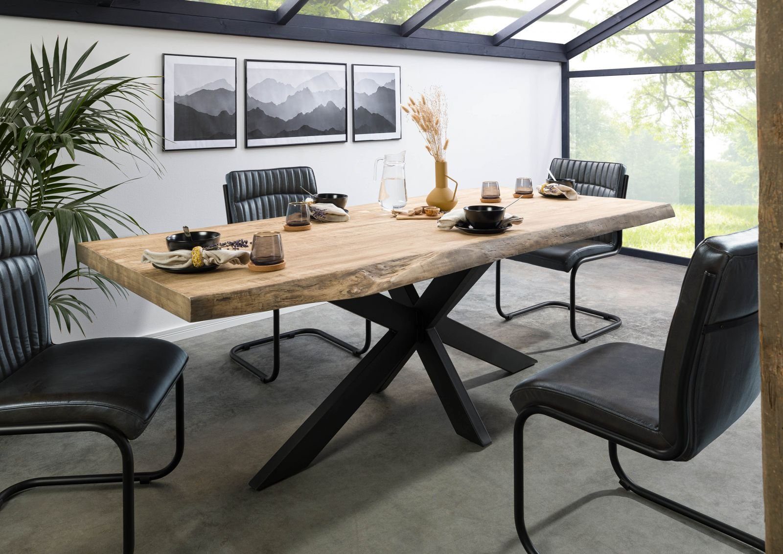 Baumkantentisch FREEFORM (200x100x77 Mango, Baumkantentisch Esstisch Akazie günstig online kaufen