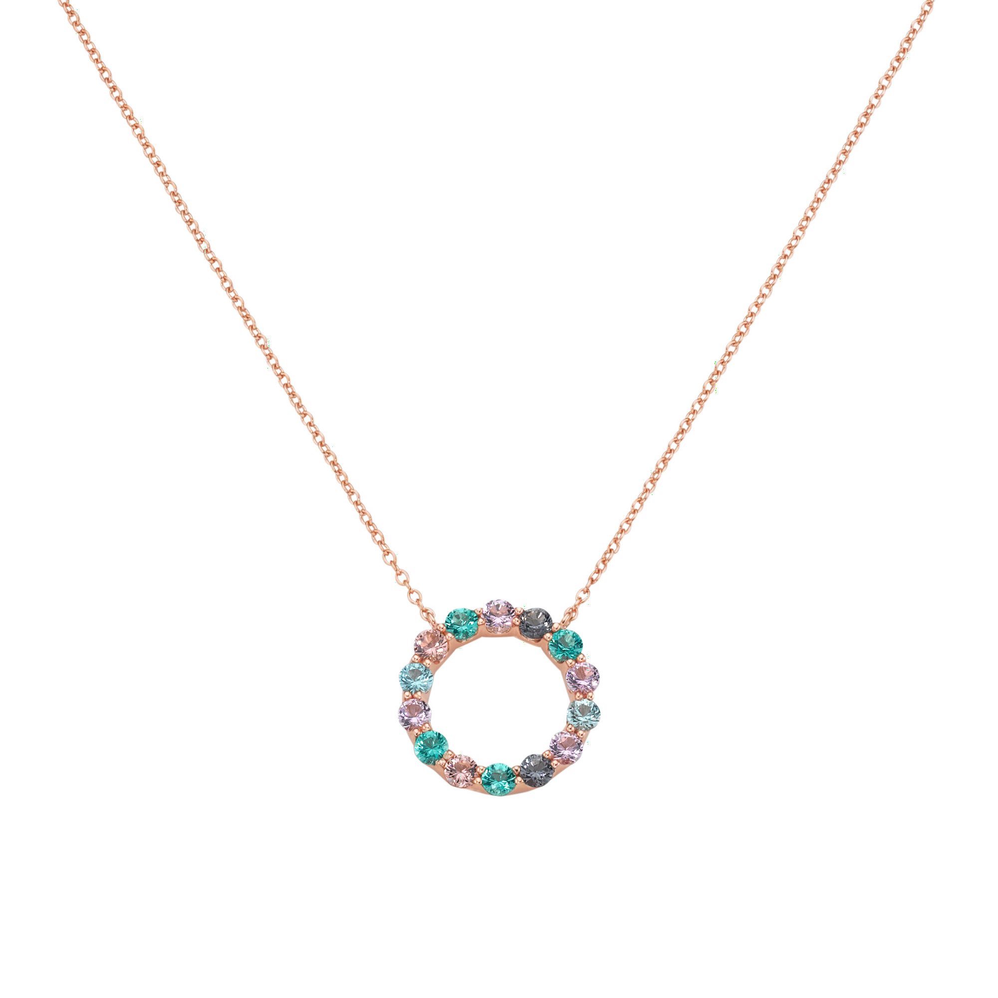 GIORGIO MARTELLO MILANO Collier mit synth. Rubin, Saphir und Kristallsteinen, Silber 925