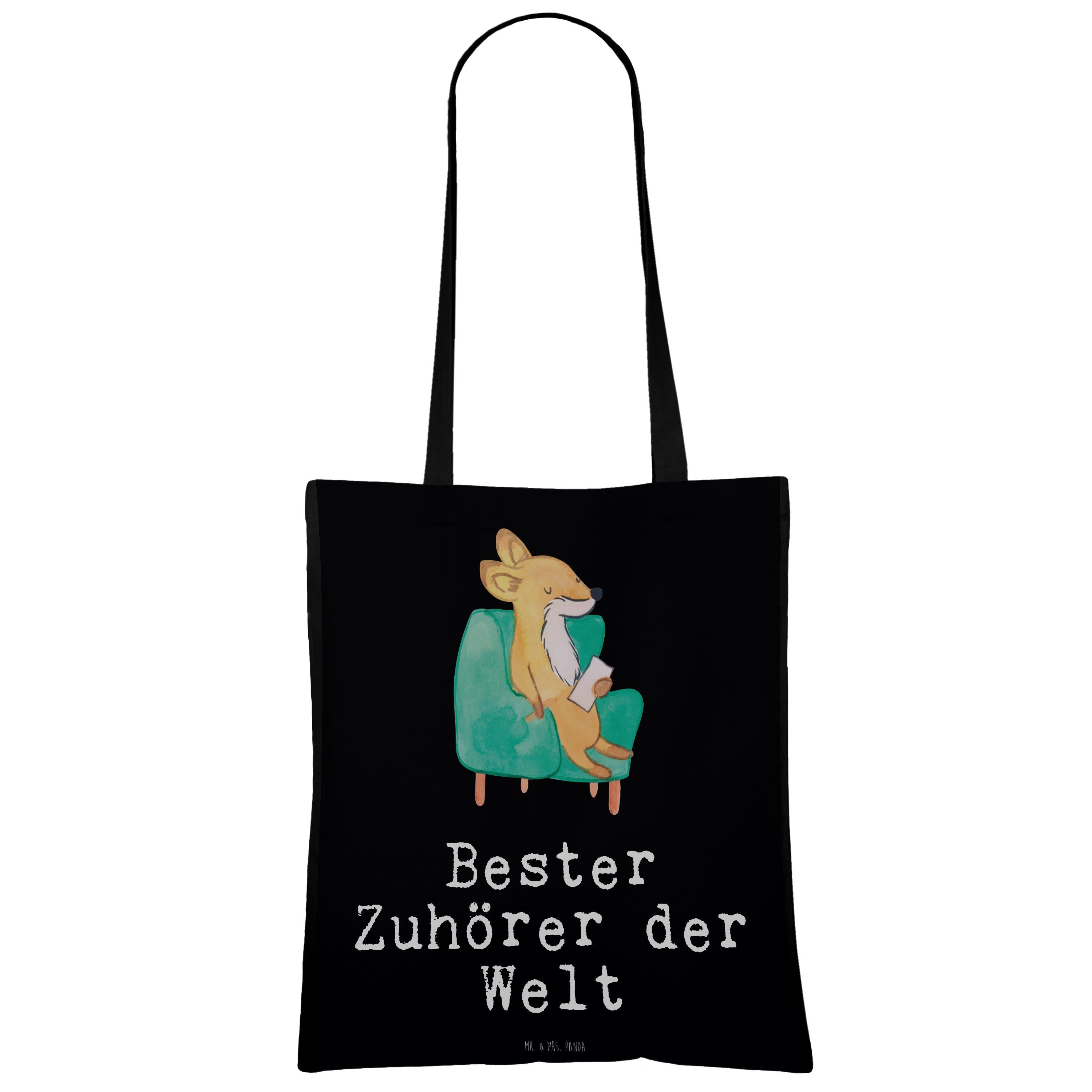 Fuchs Beut Mr. - Geschenk, Panda Zuhörer Mrs. Stoffbeutel, Schwarz - & Tragetasche der (1-tlg) Bester Welt