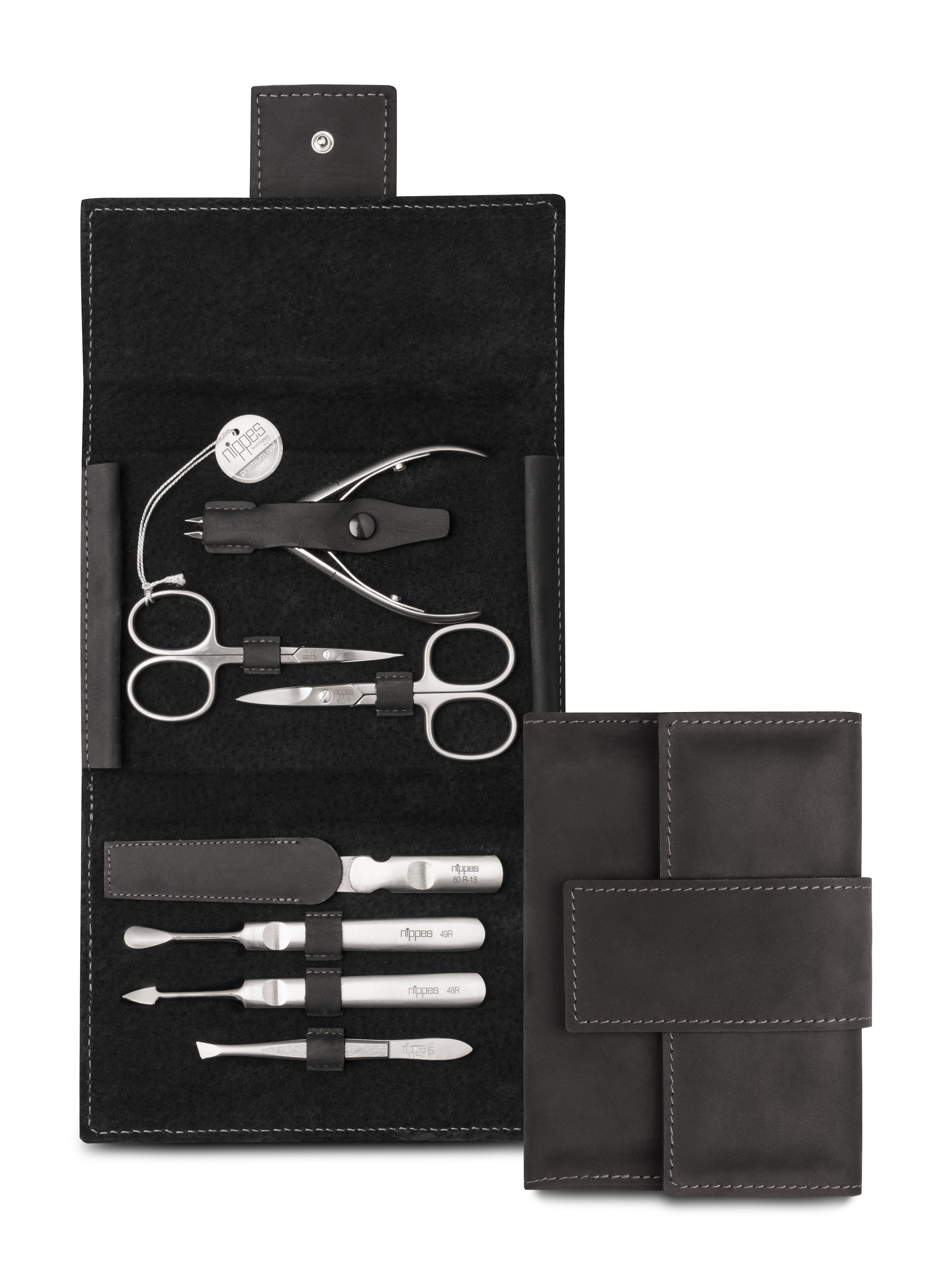 nippes Solingen Maniküre-Etui Maniküre-Set Tabard, 7-teilig inkl. Hautzange, Rostfreier Edelstahl, 7 tlg., echtes Leder
