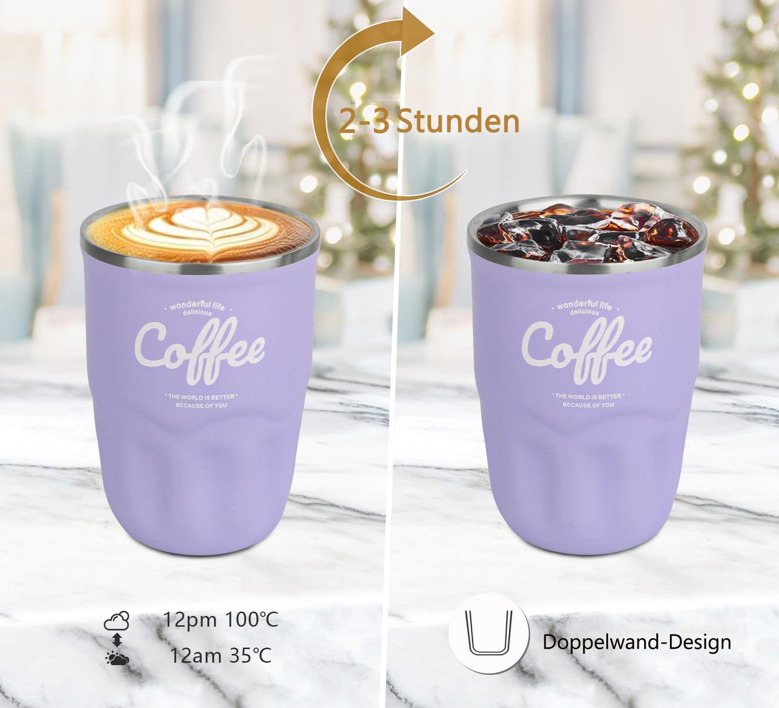 Minicloss Thermobecher 360ml Thermobecher Edelstahl, Kaffeebecher to go Thermo, mit Deckel Auslaufsicher, Intelligente Temperaturanzeige Isolierbecher