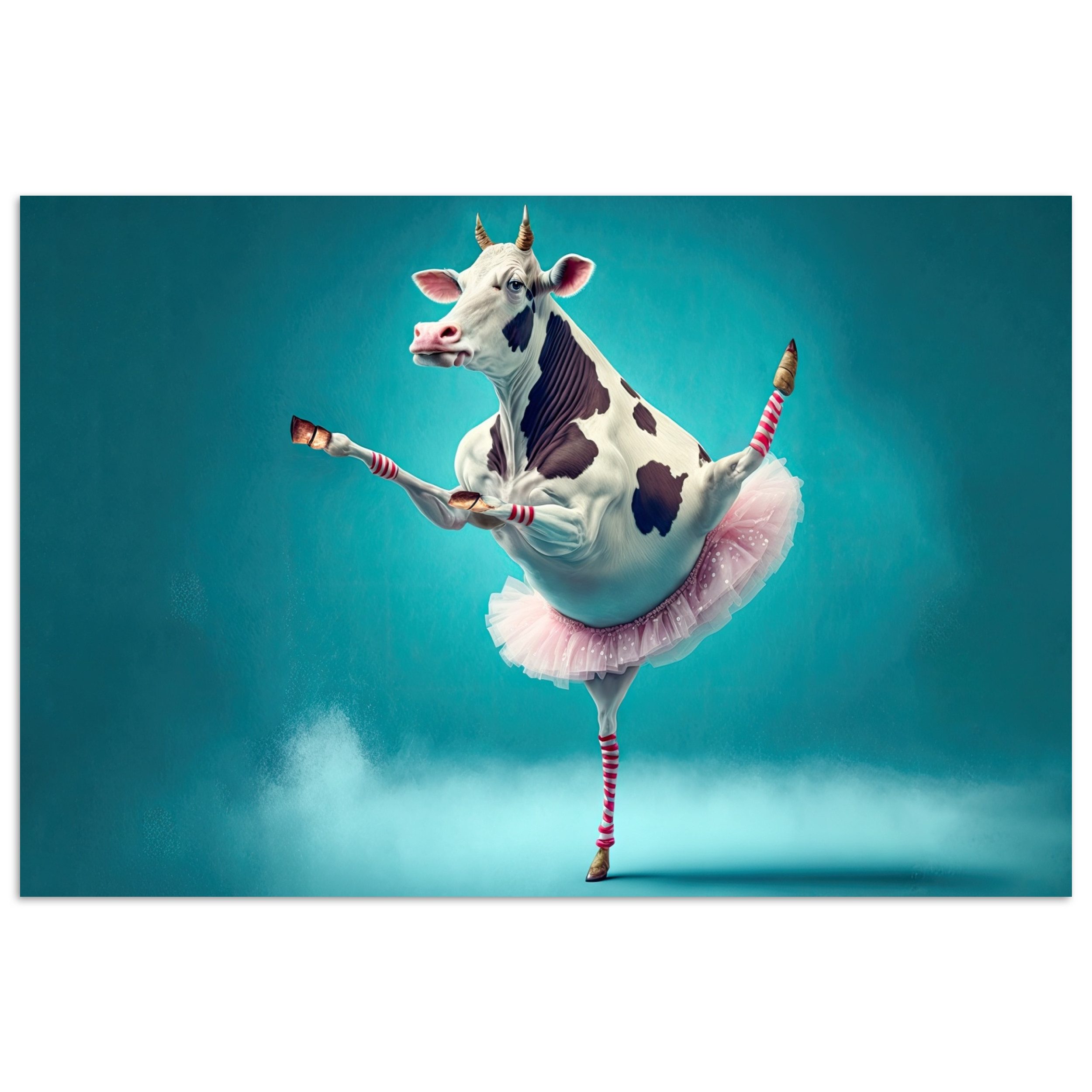 MuchoWow Poster Kuh - Ballett - Porträt - Blau - Tiere - Kind, (1 St), Poster ohne Rahmen, Wandbild, Wandposter, 30x20 cm