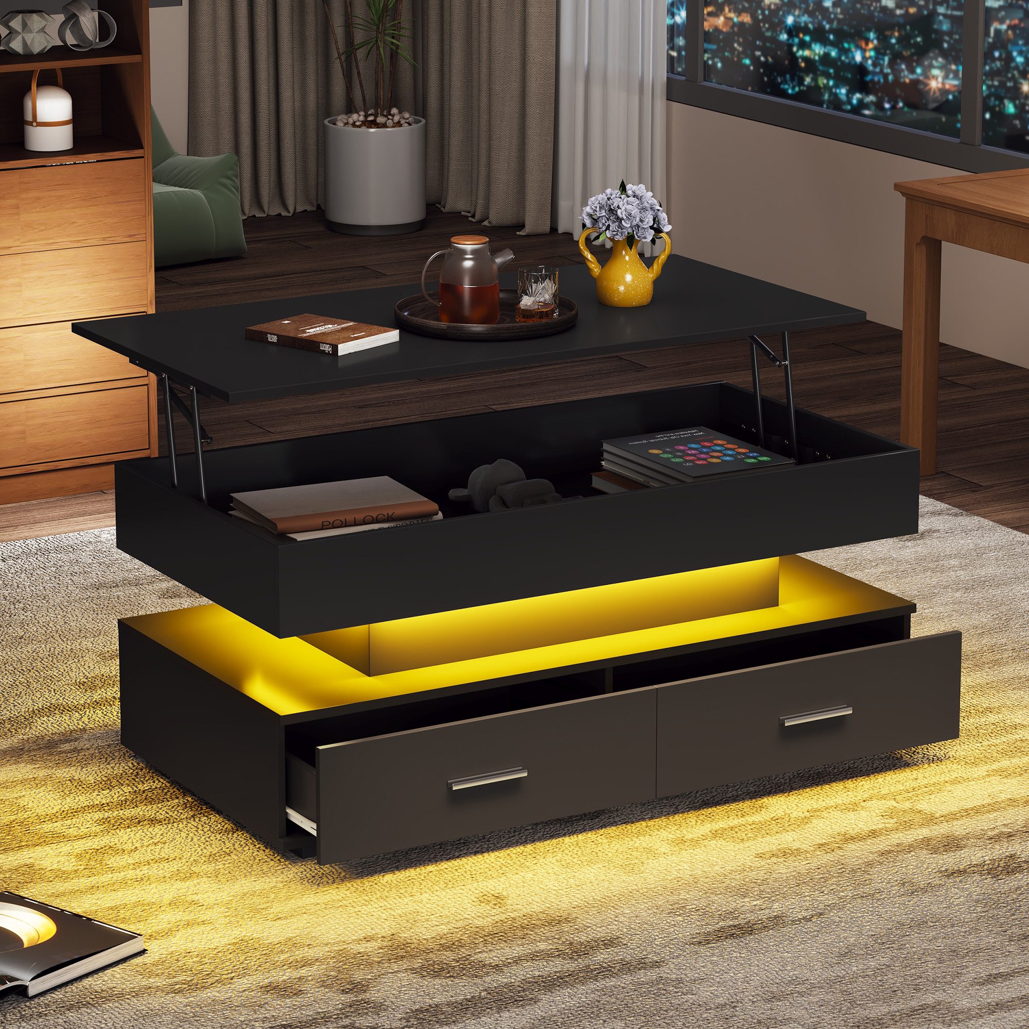 STILVORA Couchtisch Hebbarer Wohnezimmertisch mit LED,Beistelltisch günstig online kaufen