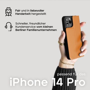 wiiuka Handyhülle suiit MACARON Hülle für iPhone 14 Pro, Klapphülle Handgefertigt - Deutsches Leder, Premium Case