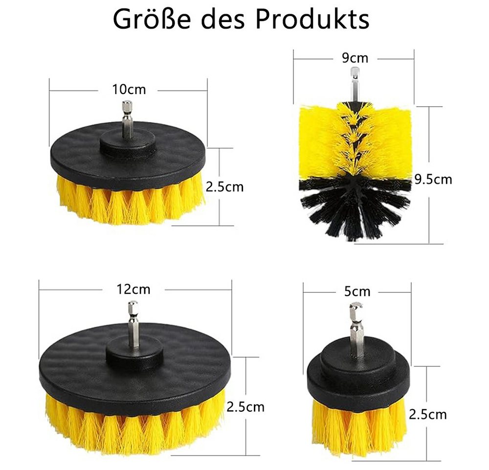 Thumbnail - NUODWELL Reinigungsbürsten-Set 4 Stück BürstenaufsatzAkkuschrauber,2/3.5/4/5zoll Reinigung Bürste Kit, Leistungsstarke B...