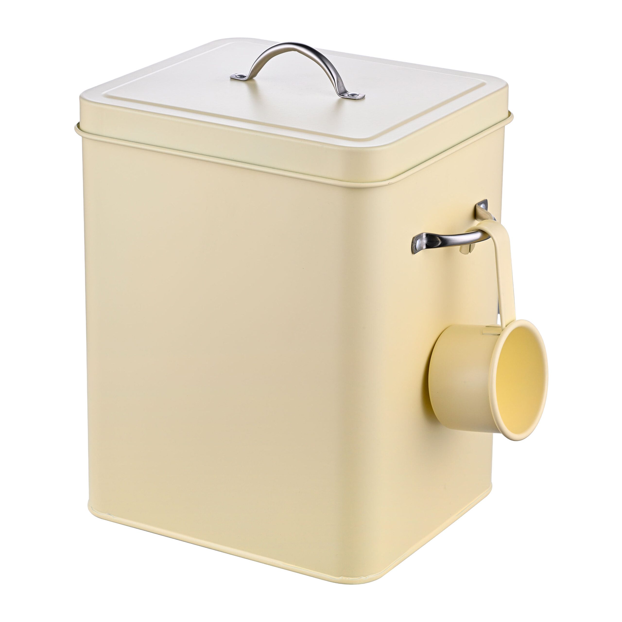 relaxdays Aufbewahrungsbox Waschmittelbox Metall 6 Liter, Beige