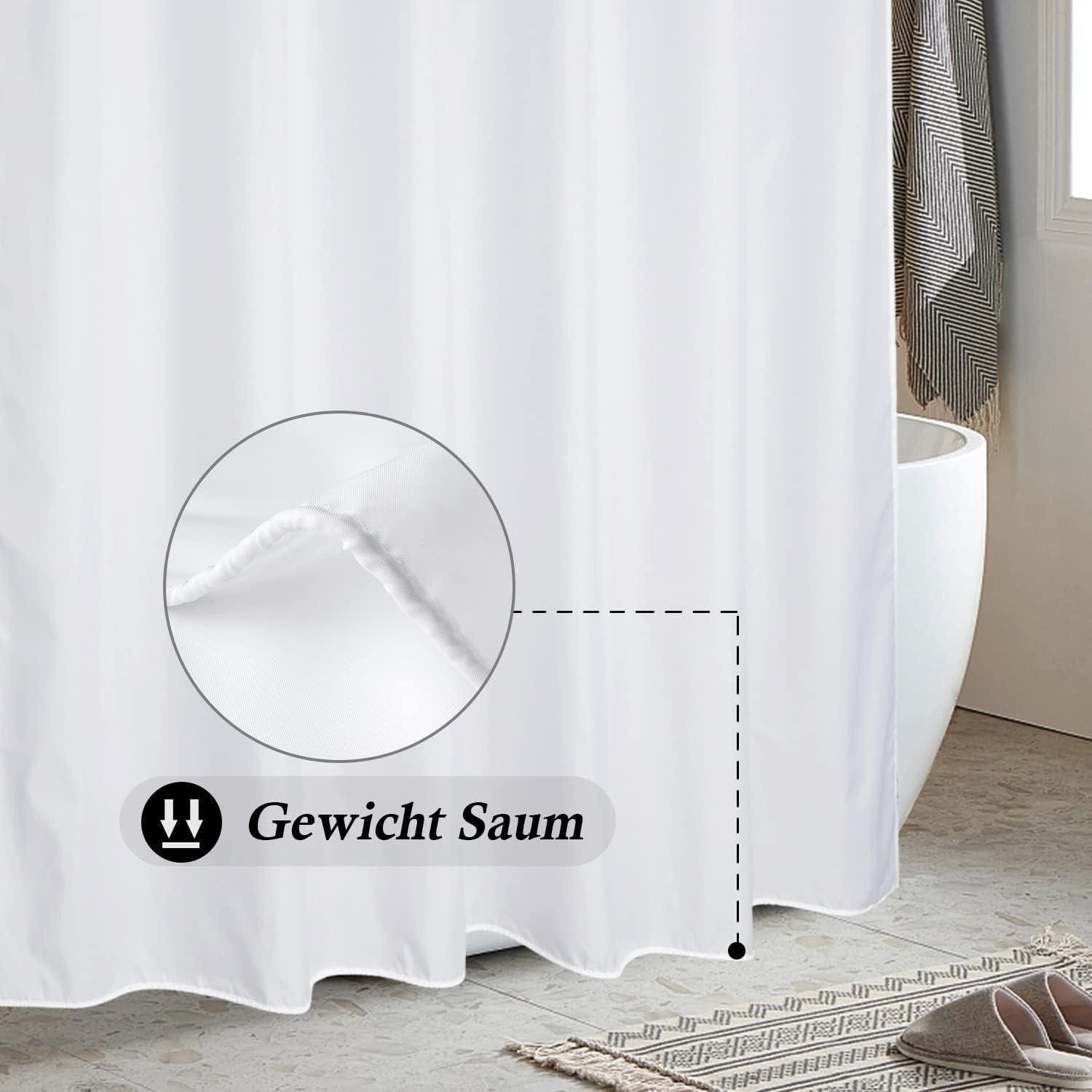 LuxusKollektion Duschvorhang Duschvorhang 100x200 Weiß Textilstoff Wasserdicht Badvorhang Breite 100 cm – Bild 3 von 5