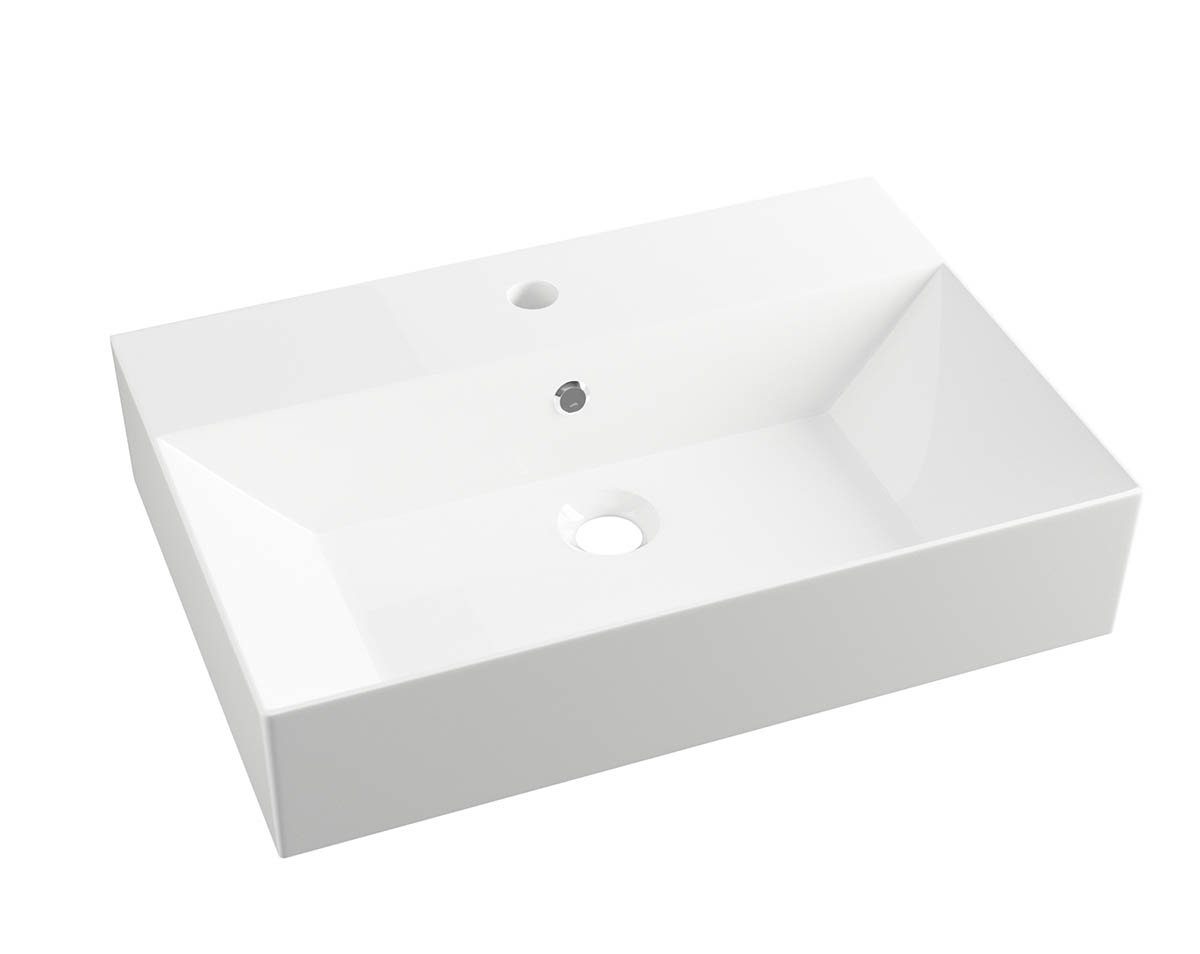 einfachgutemoebel Aufsatzwaschbecken Aufsatz-Waschbecken Bath-O-Line 60 x 42cm, Keramik, weiß