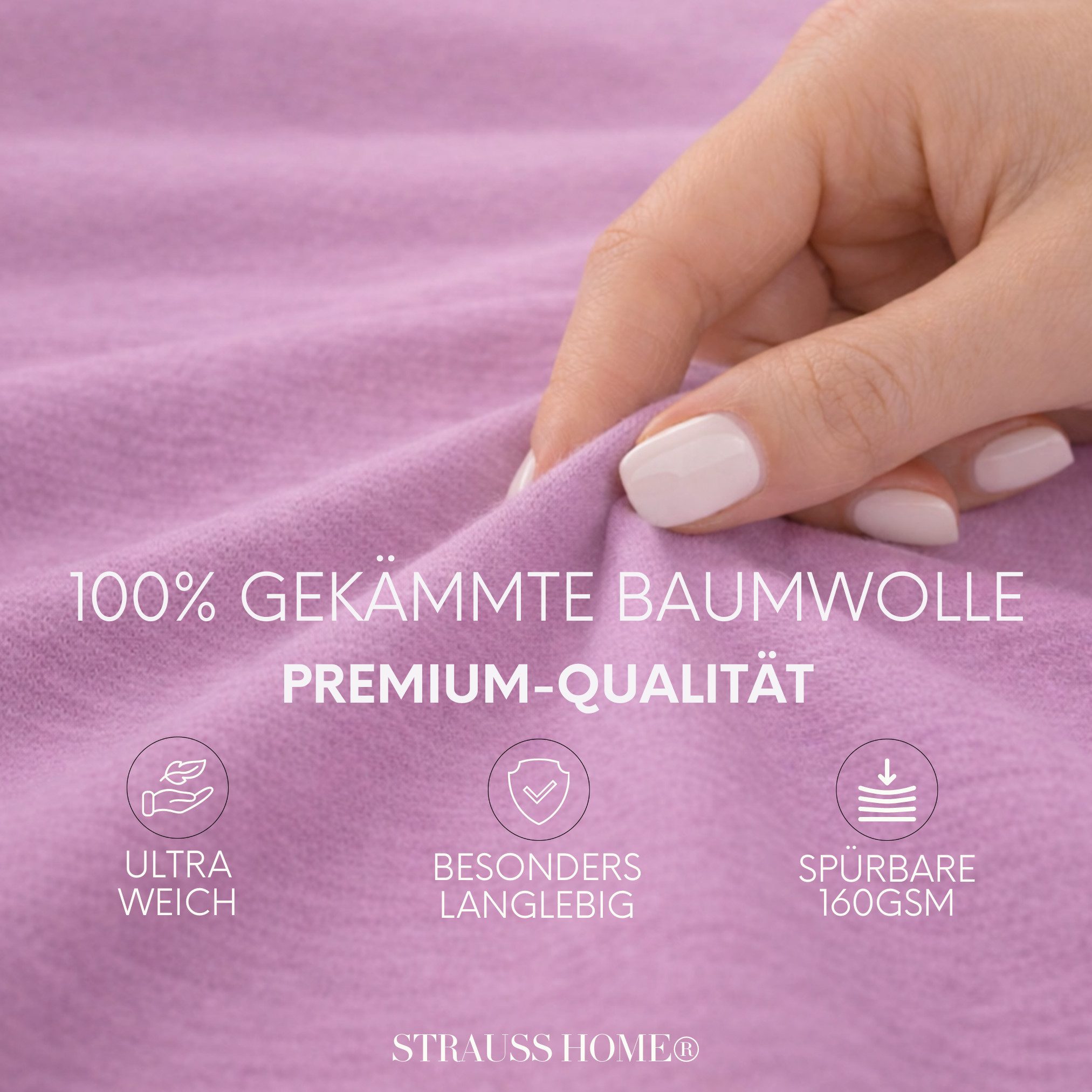Strauss Home Spannbettlaken Premium 160 g/m² Gekämmte Baumwolle Jersey in H günstig online kaufen