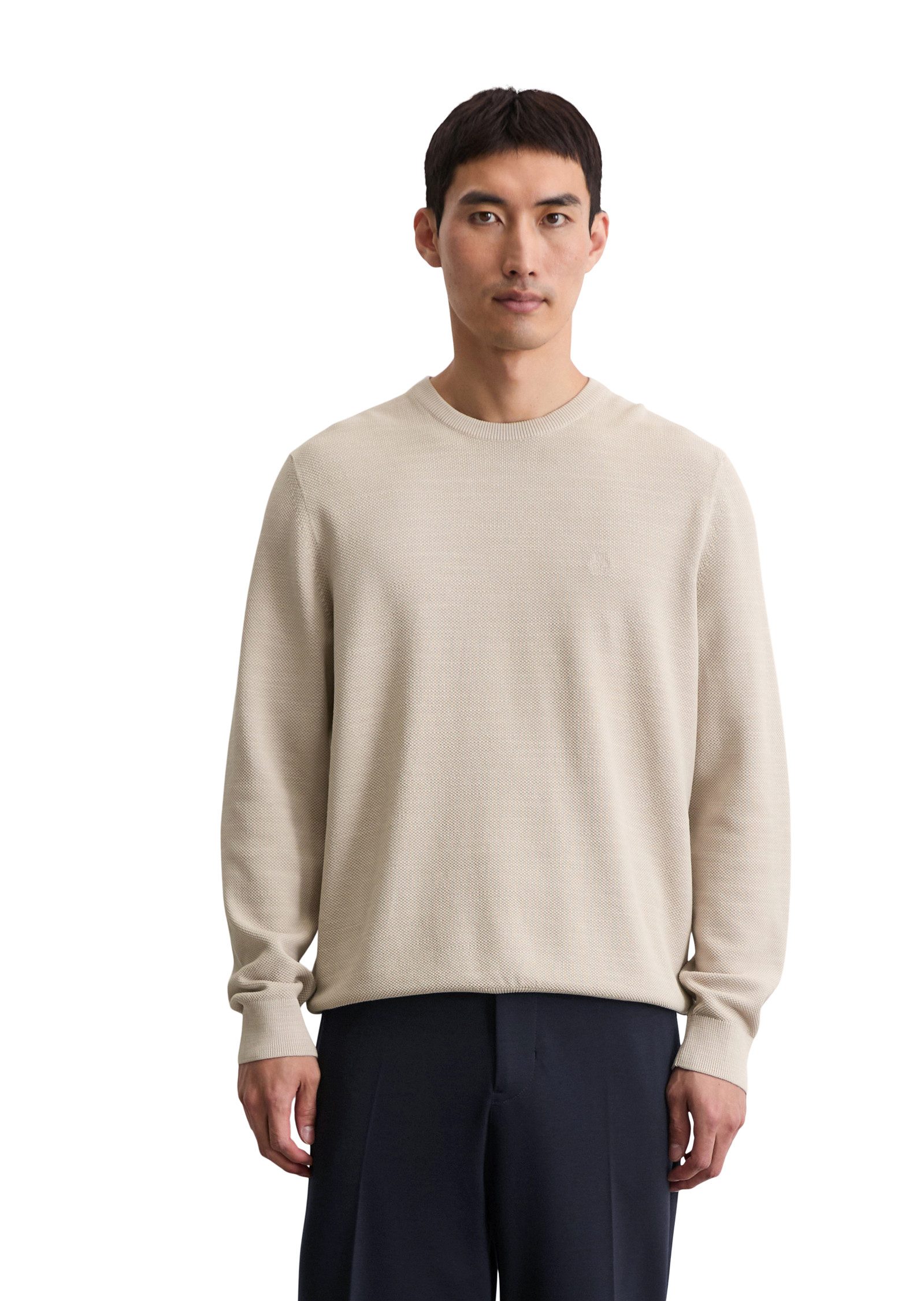 Marc O'Polo Rundhalspullover in Piqué-Struktur günstig online kaufen