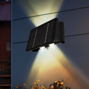 Globo Außen-Wandleuchte, Leuchtmittel inklusive, Warmweiß, Solarlampe schwarz Außenleuchte Terrasse Wandlampe modern, Eckig