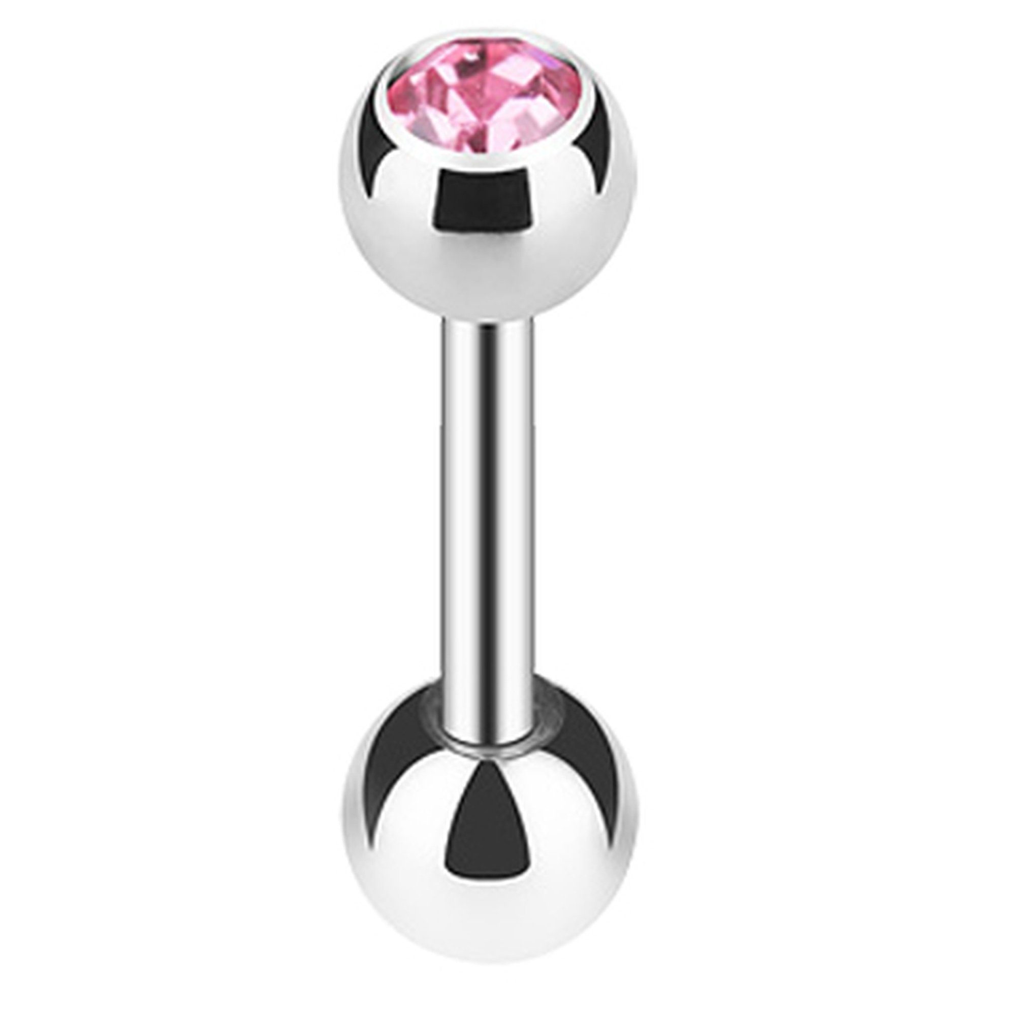 Tragus Barbell Taffstyle Kugel, Chirurgenstahl Stecker Kristall Farben Piercing Piercing-Set Ohr Helix Silber Cartilage aus Rosa Ohrpiercing