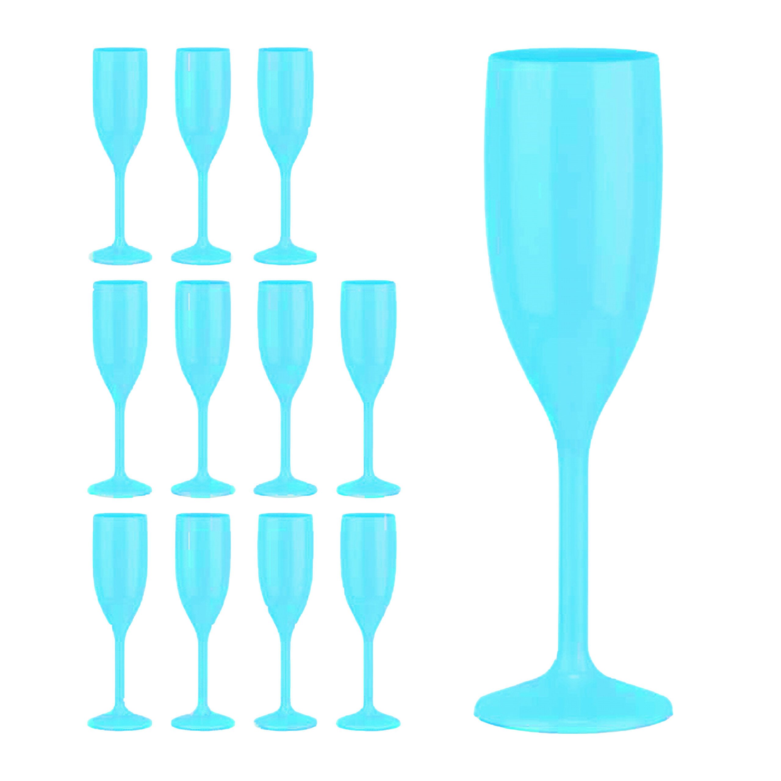 relaxdays Sektglas Бокалы для шампанского Kunststoff 12er Set, Kunststoff, Türkis
