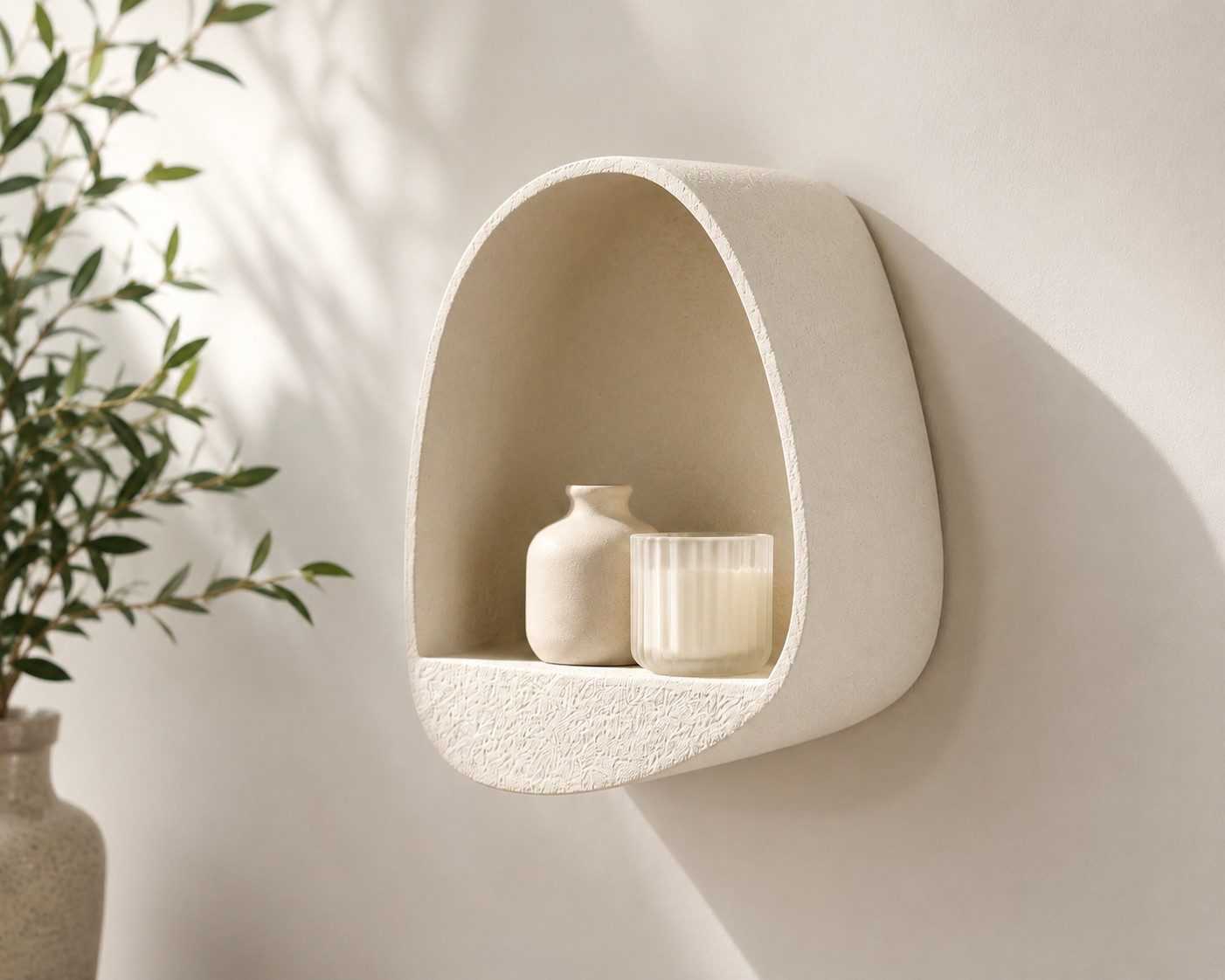 Maison ESTO Deko-Wandregal Wandregal Regal NUVARO organisch Creme Marmor-Komposit 39 cm