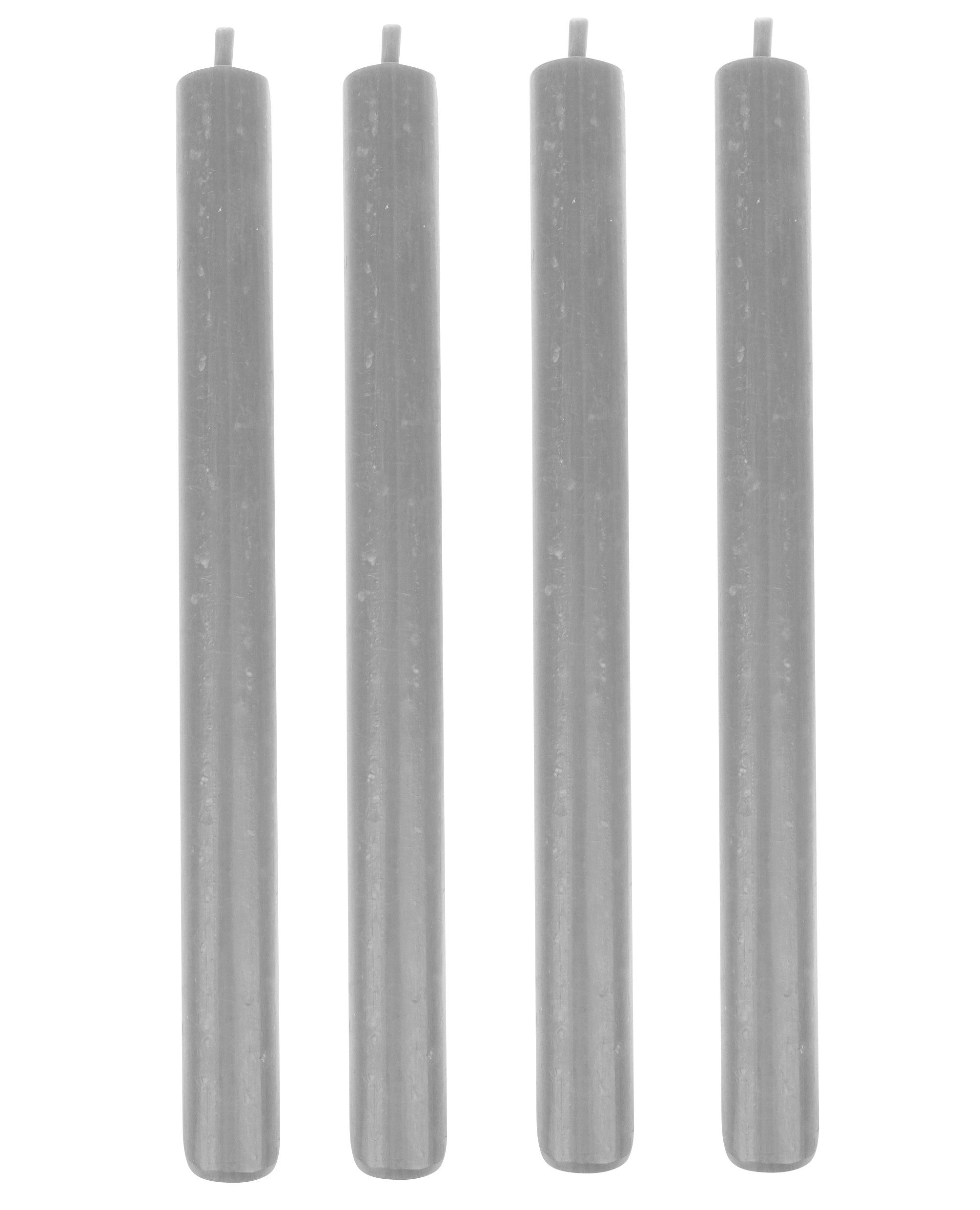 Steinhart Kerzen Tafelkerze Leuchterkerzen Grau 250/22 mm, 4 Stück